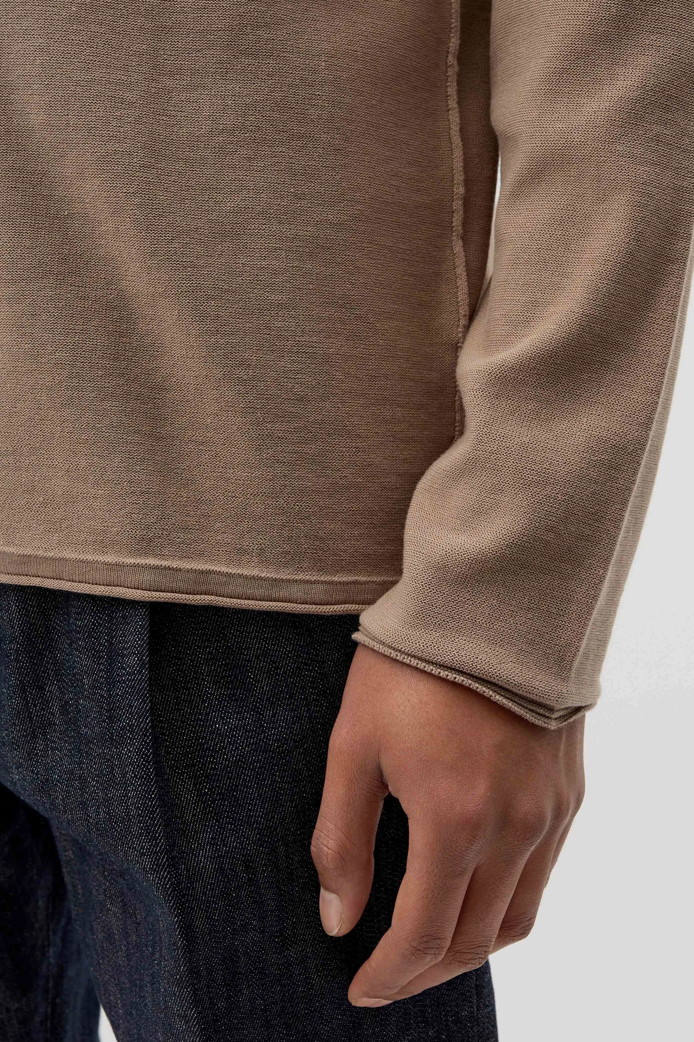 RIK - Pullover mit rollenden Kanten aus reiner Baumwolle - Herren - braun - Seitenansicht