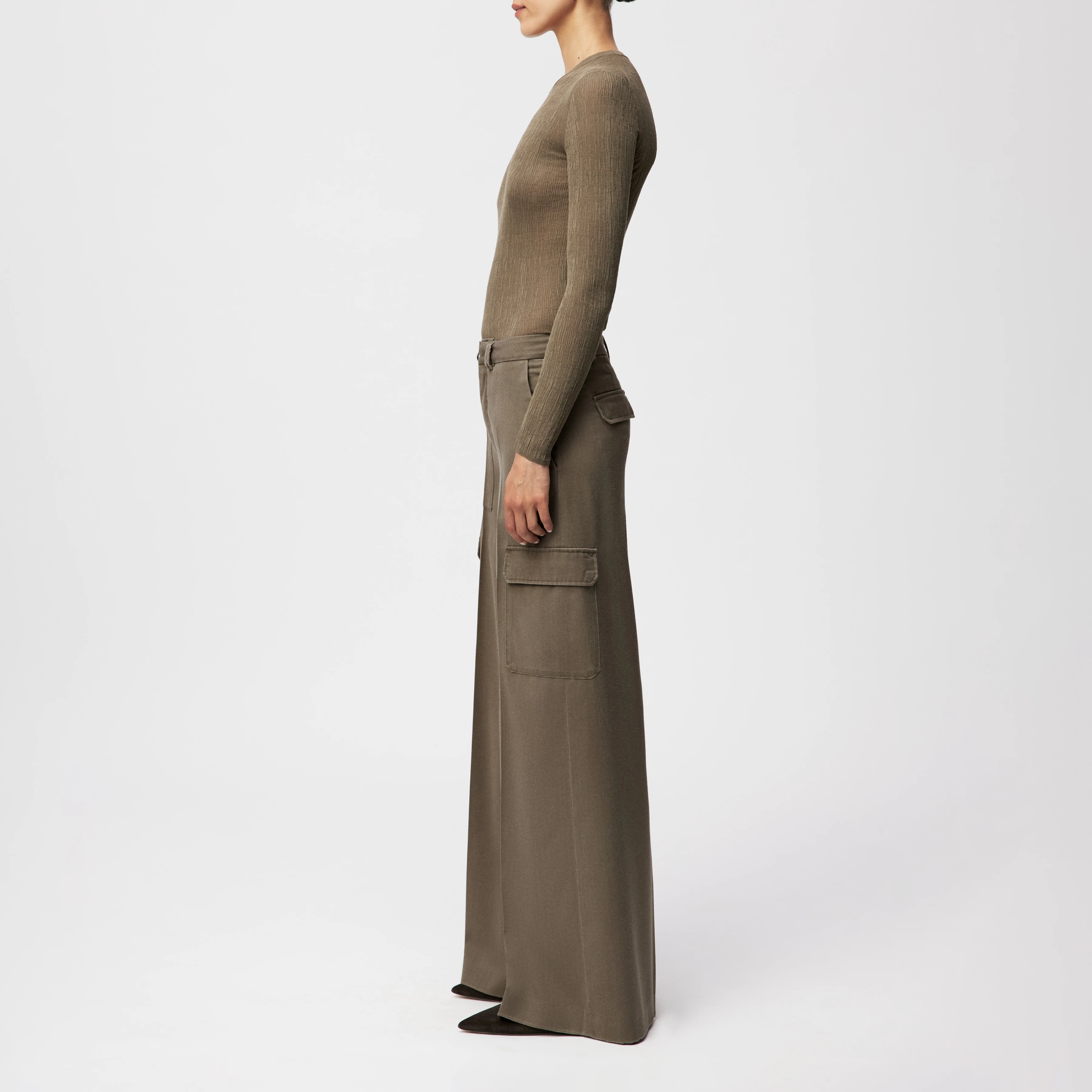 CLOVEN - Cargohose in Woll-Mix - Damen - grün - Seitenansicht