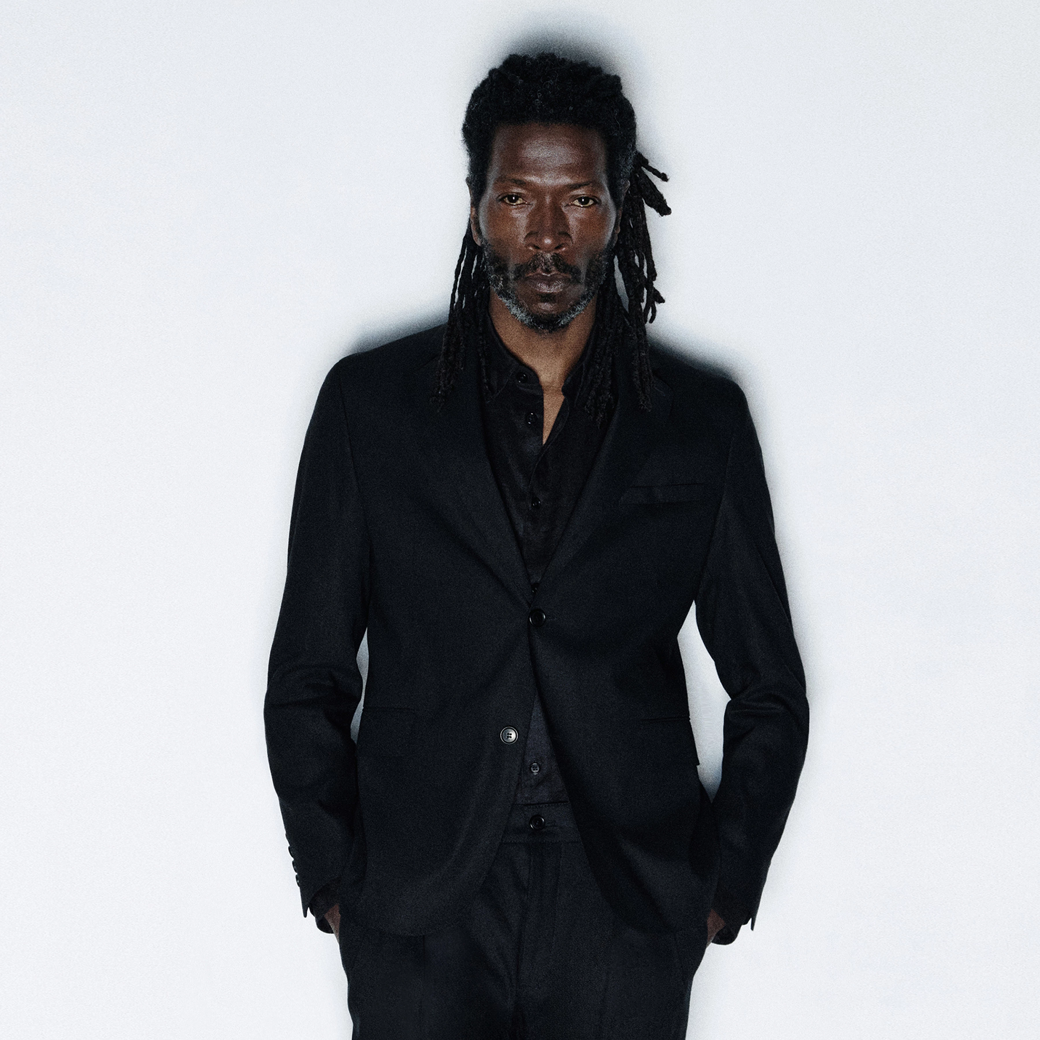 YAMES - Enkeltradet jakke i hørmix - men - sort