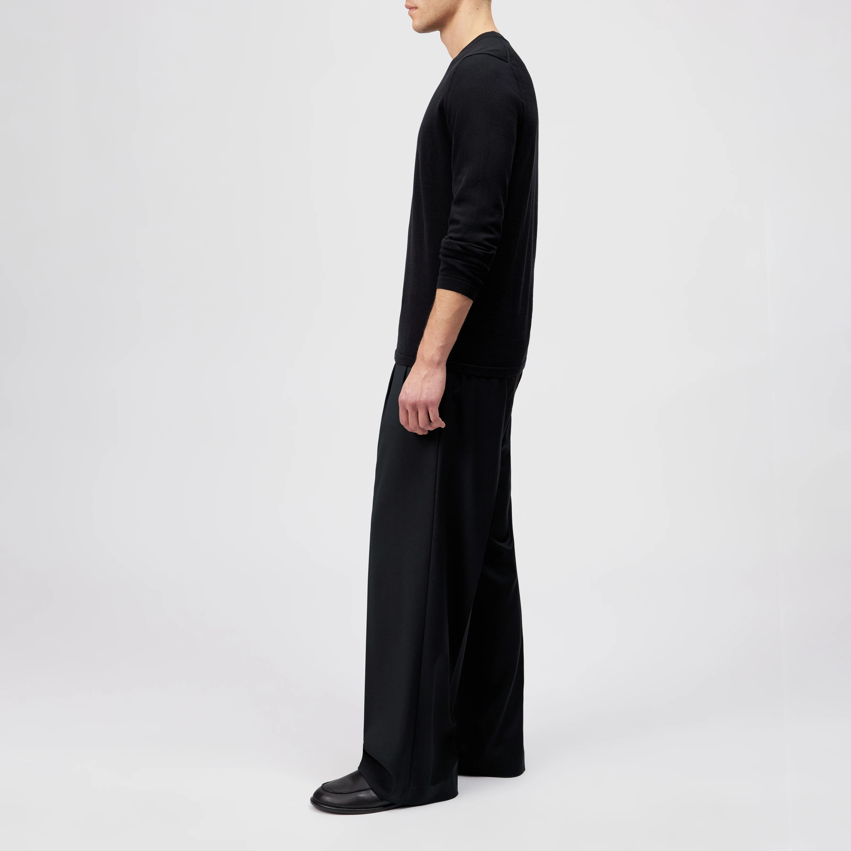 IRMINO - Long sleeve in pure cotton - men - black - Seitenansicht