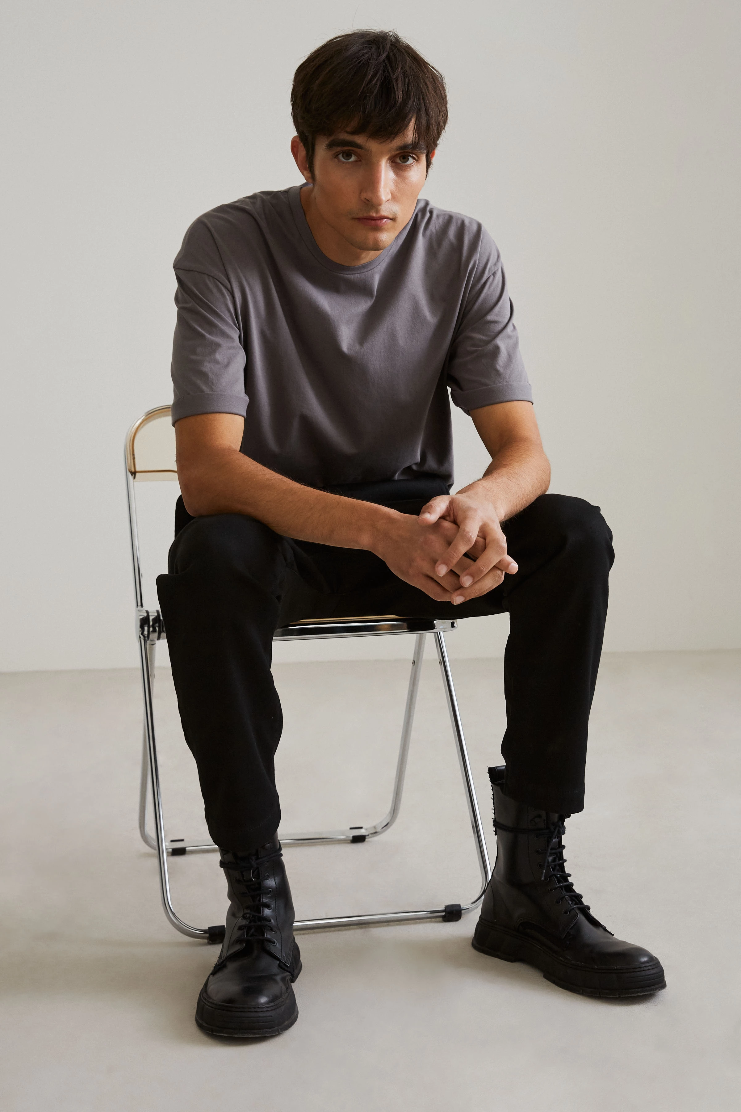 THILO - oversized pure cotton t-shirt - men - grey - Seitenansicht