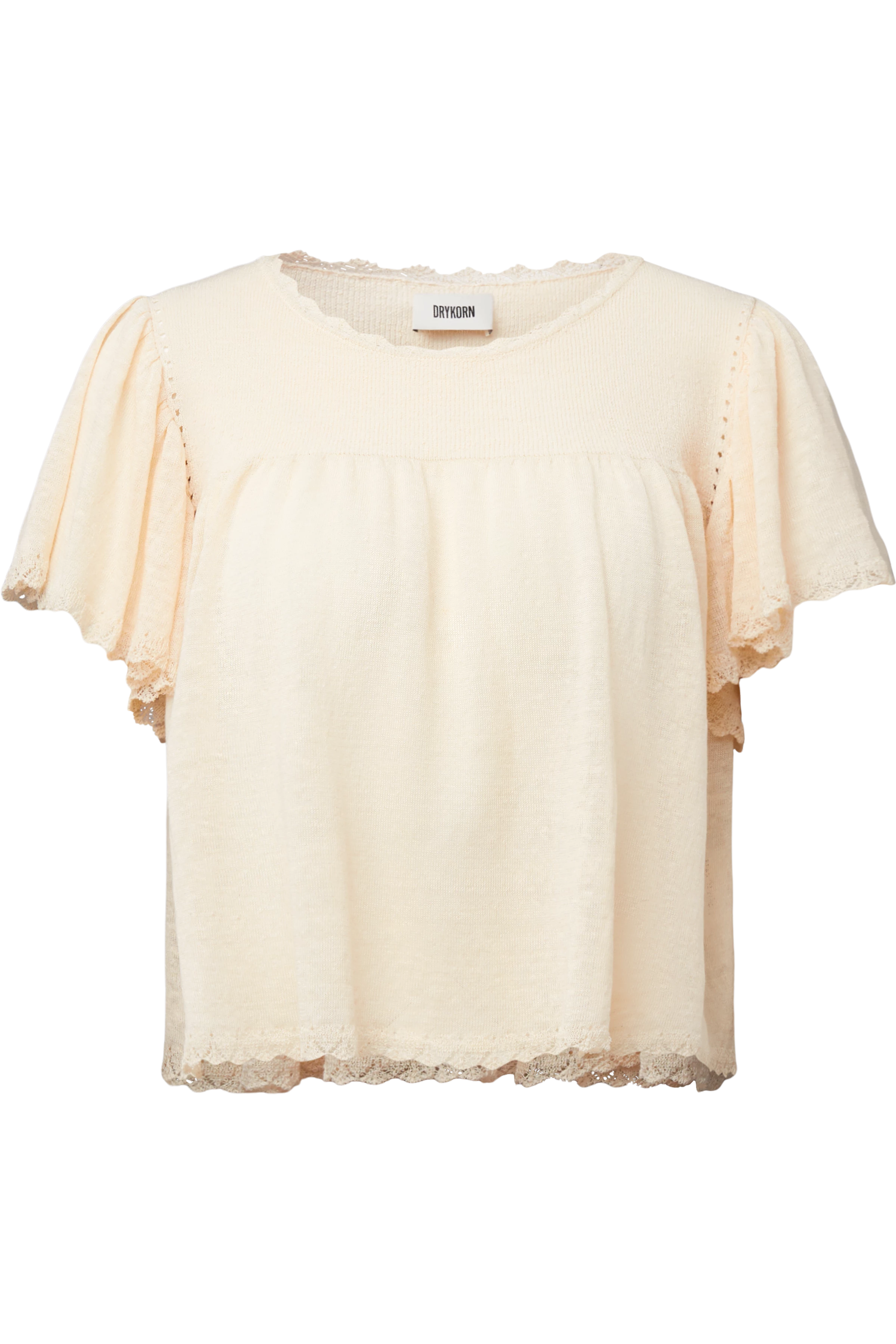 TAYLIE - Cropped blouse in linen blend - women - off white - Freisteller Frontansicht