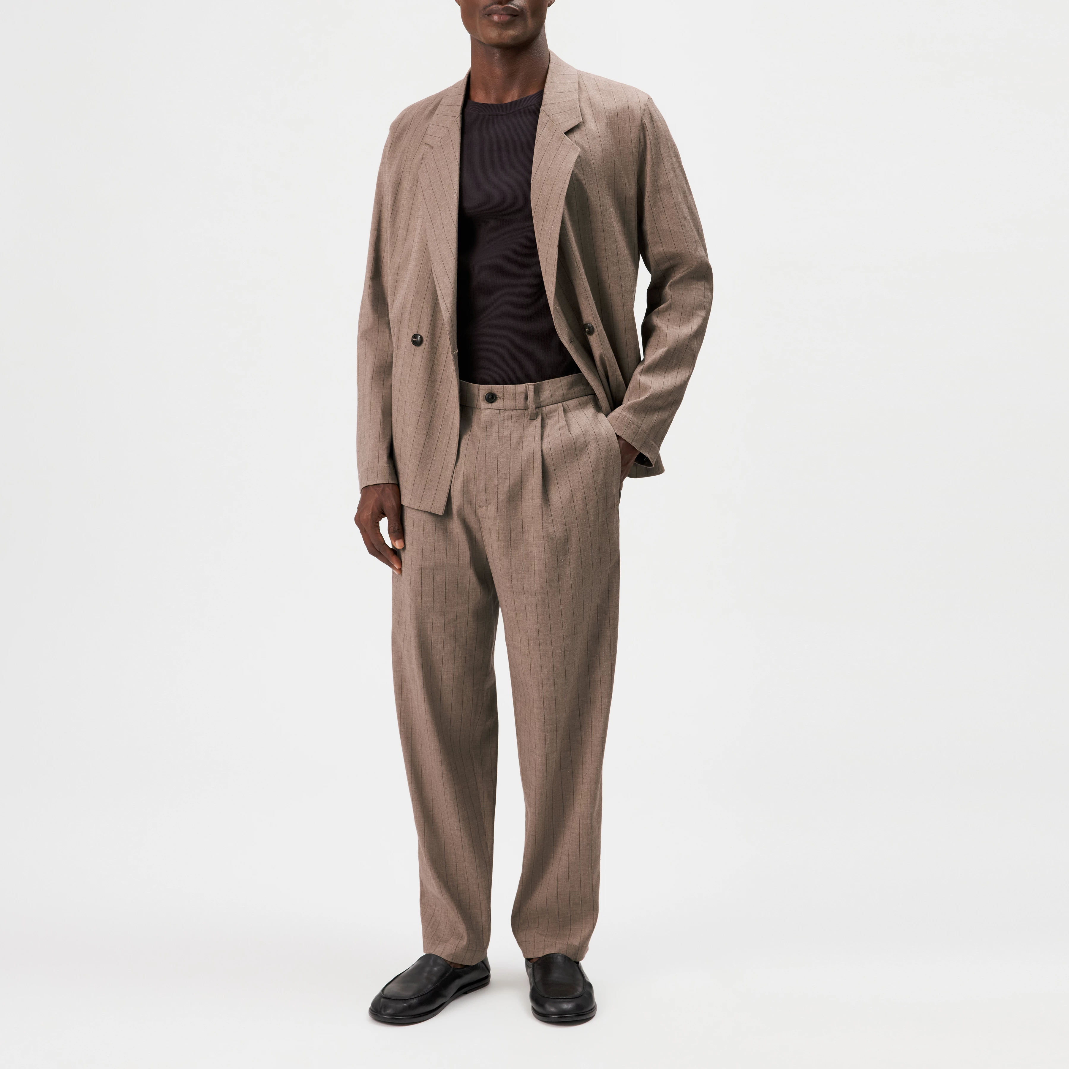MARYKO - Pantalon tailleur en mélange lin-viscose - men - marron - Ganzkörper-Frontansicht