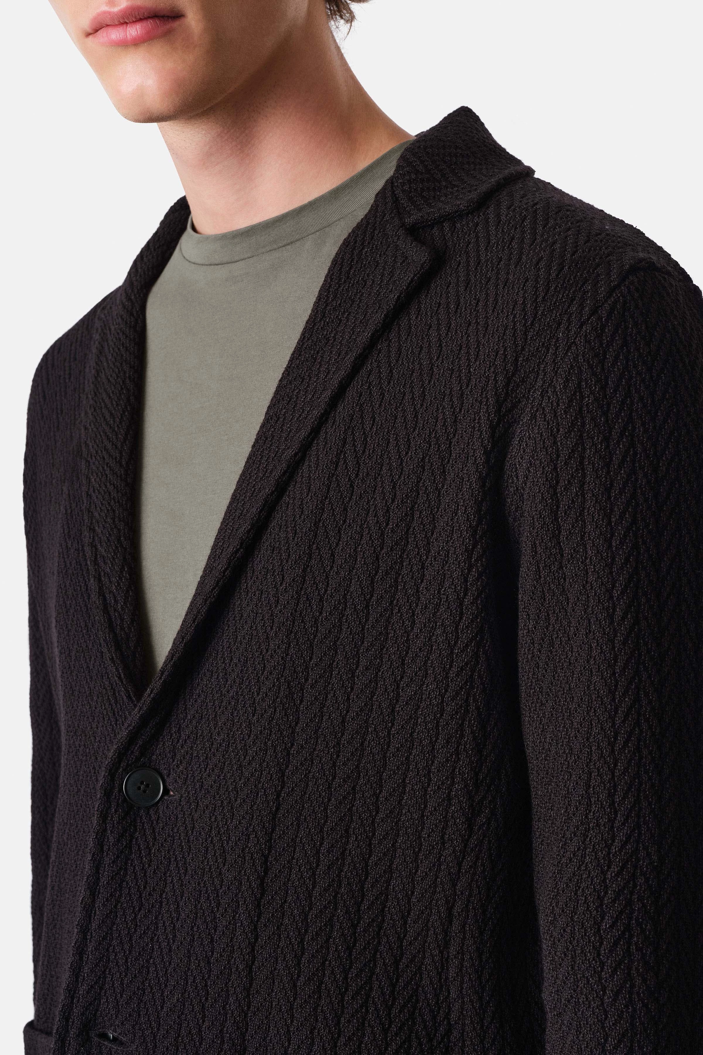 GRIGON - Strick Sakko Lammwoll-Mix - Herren - schwarz - Seitenansicht