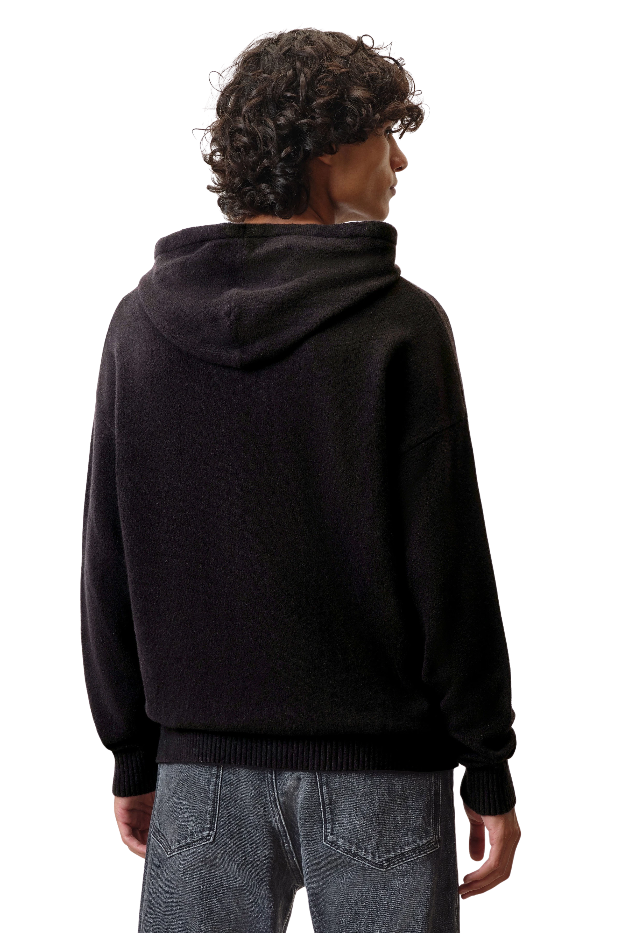 DERICAN - hoodie with ribbed cuffs in cotton-wool mix - men - Natural Aluminium - Rückansicht