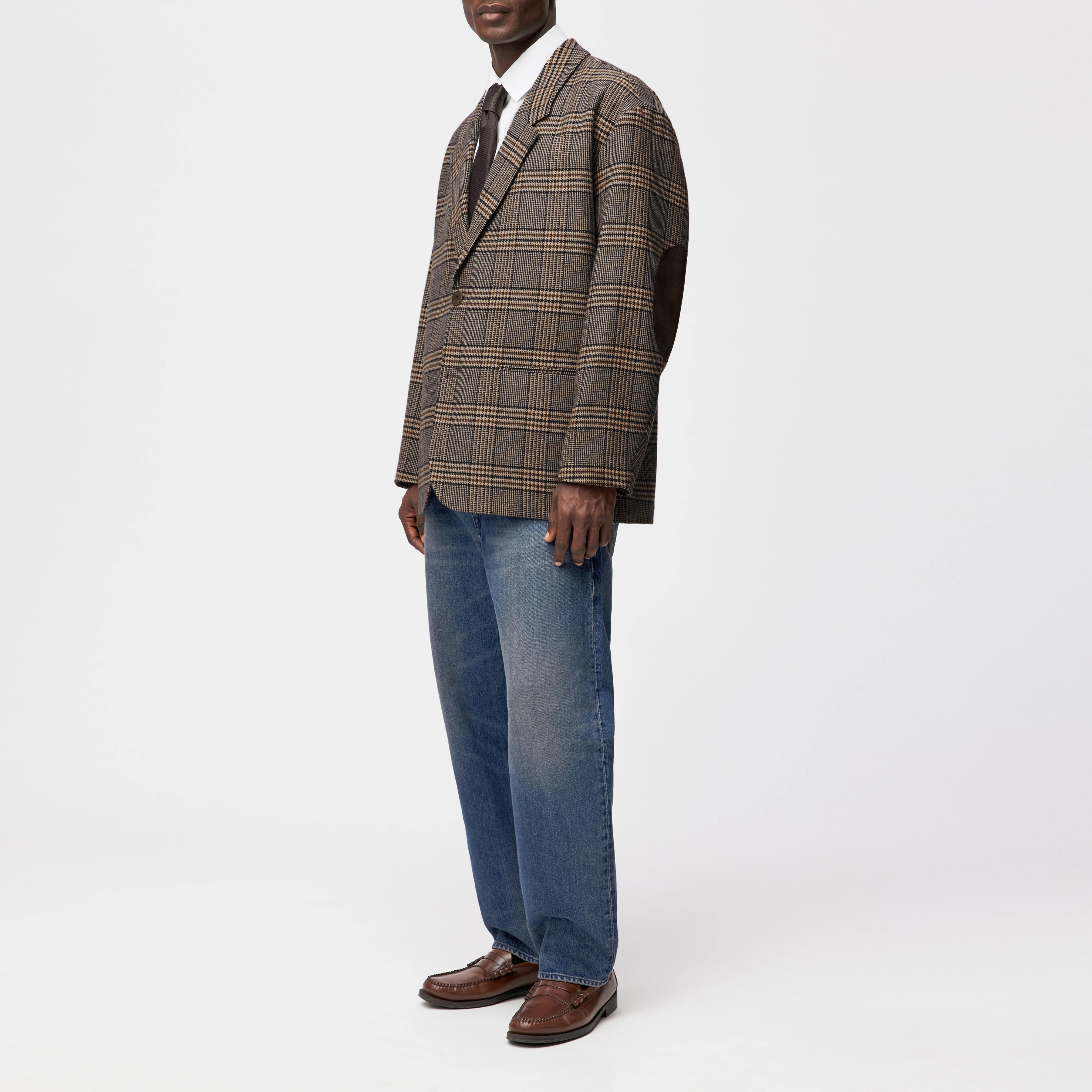 MADIM - Oversized Sakko in Woll-Mix Glencheck - Herren - blau - Seitenansicht