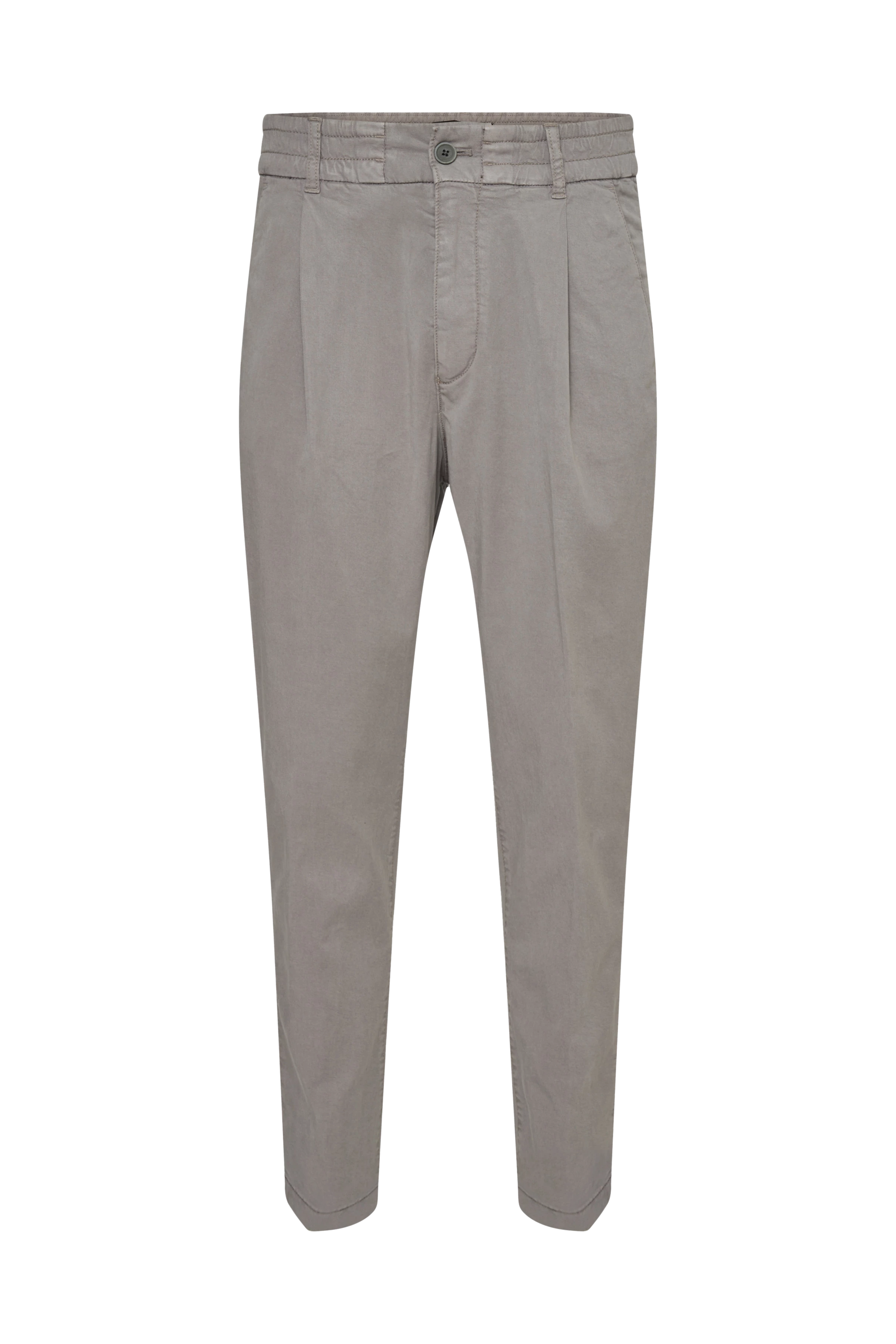 CHASY - Casual broek met plooien in katoenen keperstof - heren - grijs - Freisteller Frontansicht
