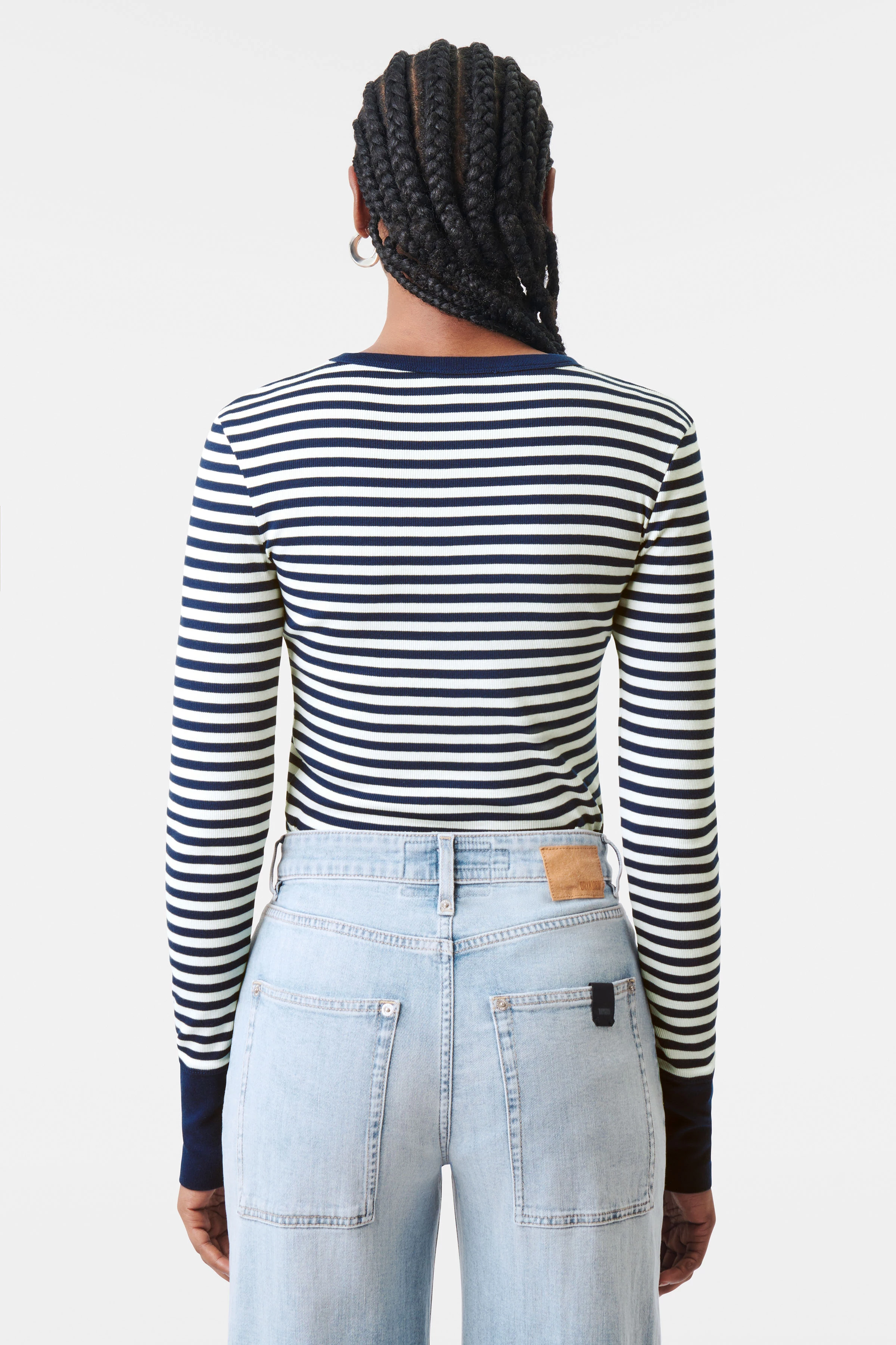 NURIT - T-shirt manches longues étroit en milleraies clair - women - bleu - Rückansicht