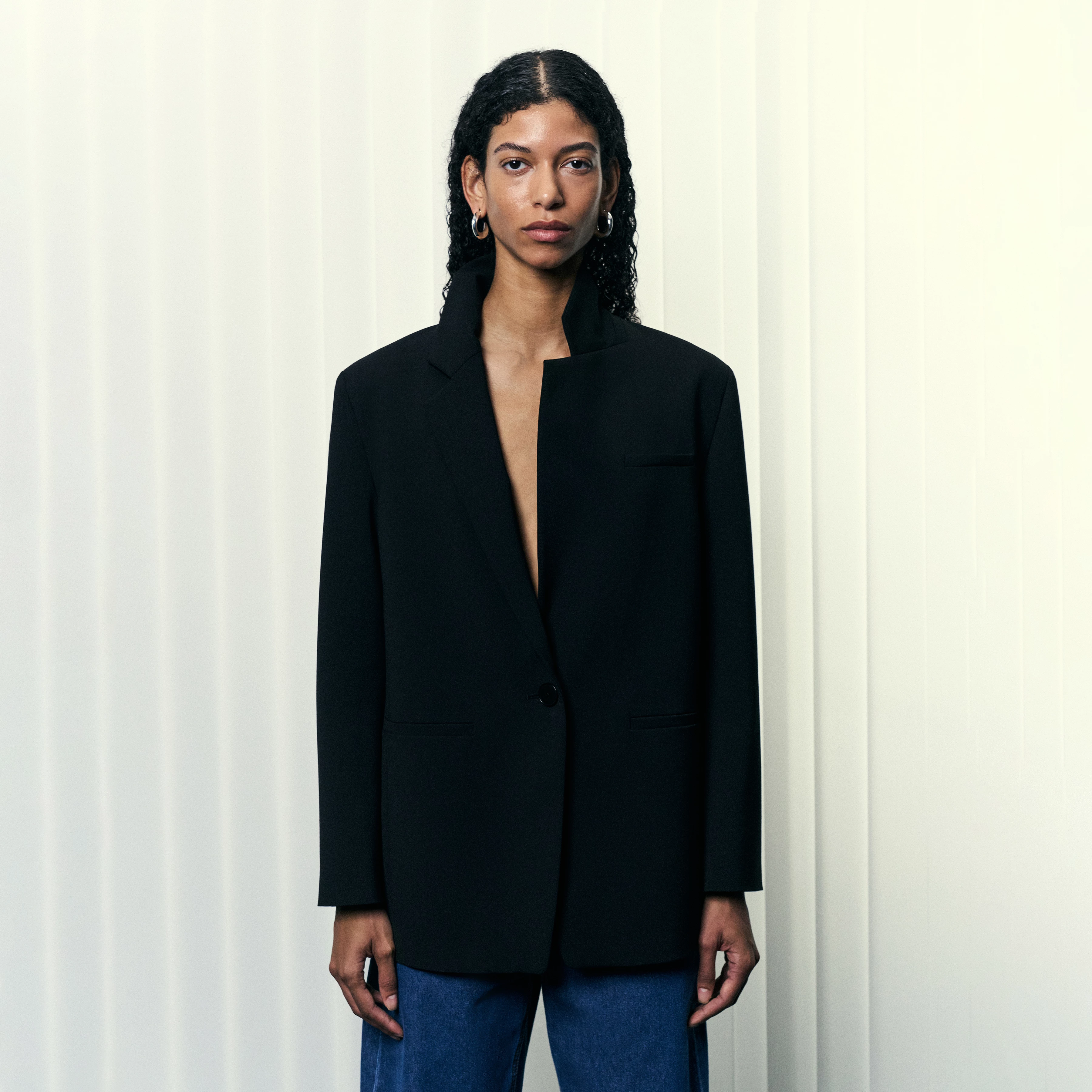 MOWTIE_N - Casual single-breasted twill blazer - women - black