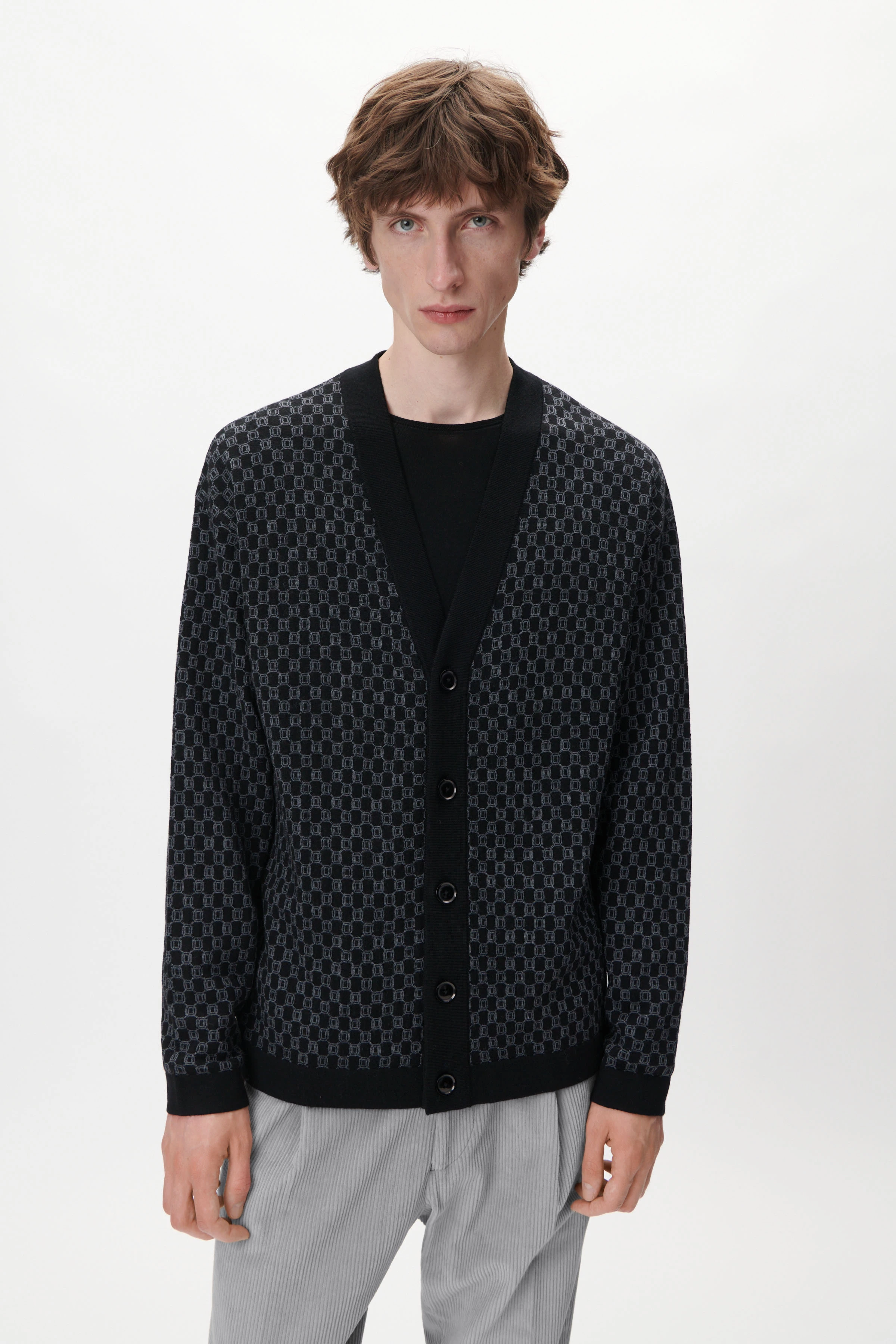 NADIR - Jacquard Cardigan - Herren - schwarz - Frontansicht