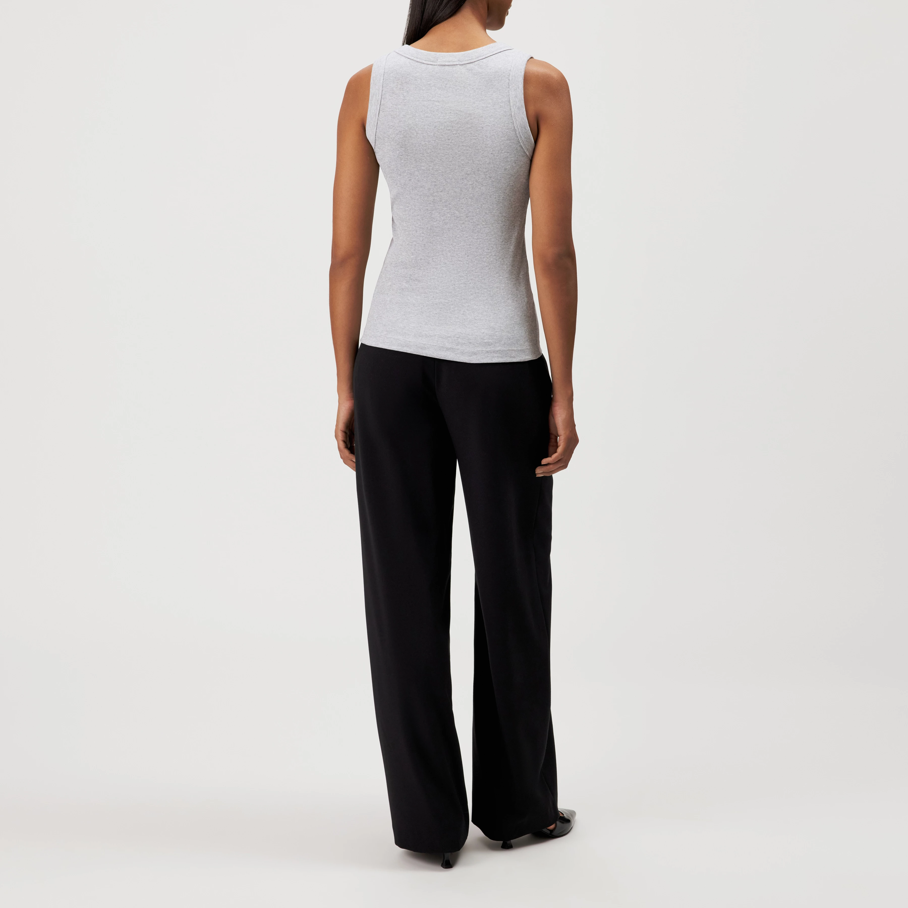 TAVIRA_2 - Ribbed cotton vest top - women - grey - Rückansicht