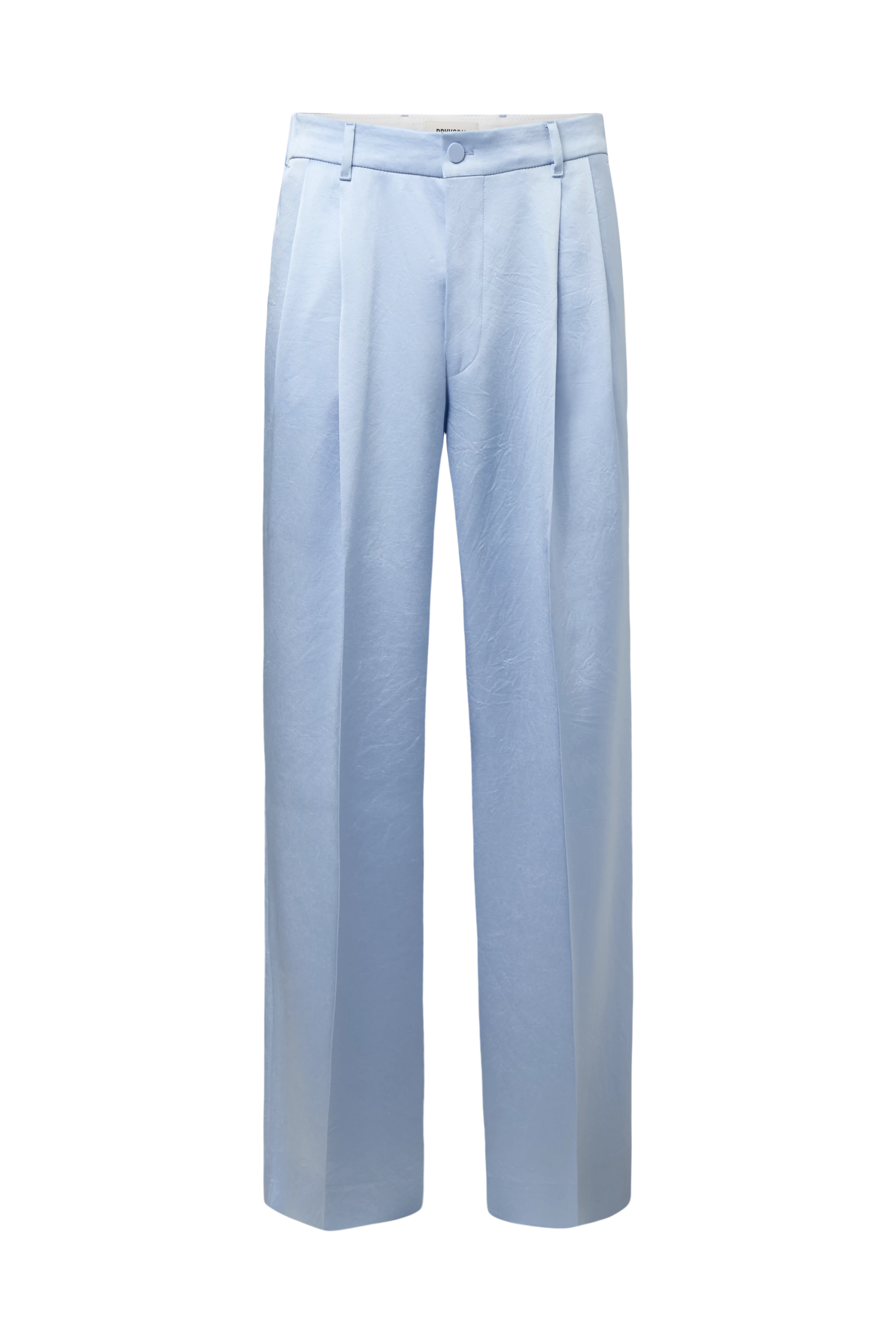 LEEK_WIDE - Relaxed Fit Bundfaltenhose in Satin - Herren - blau - Freisteller Frontansicht