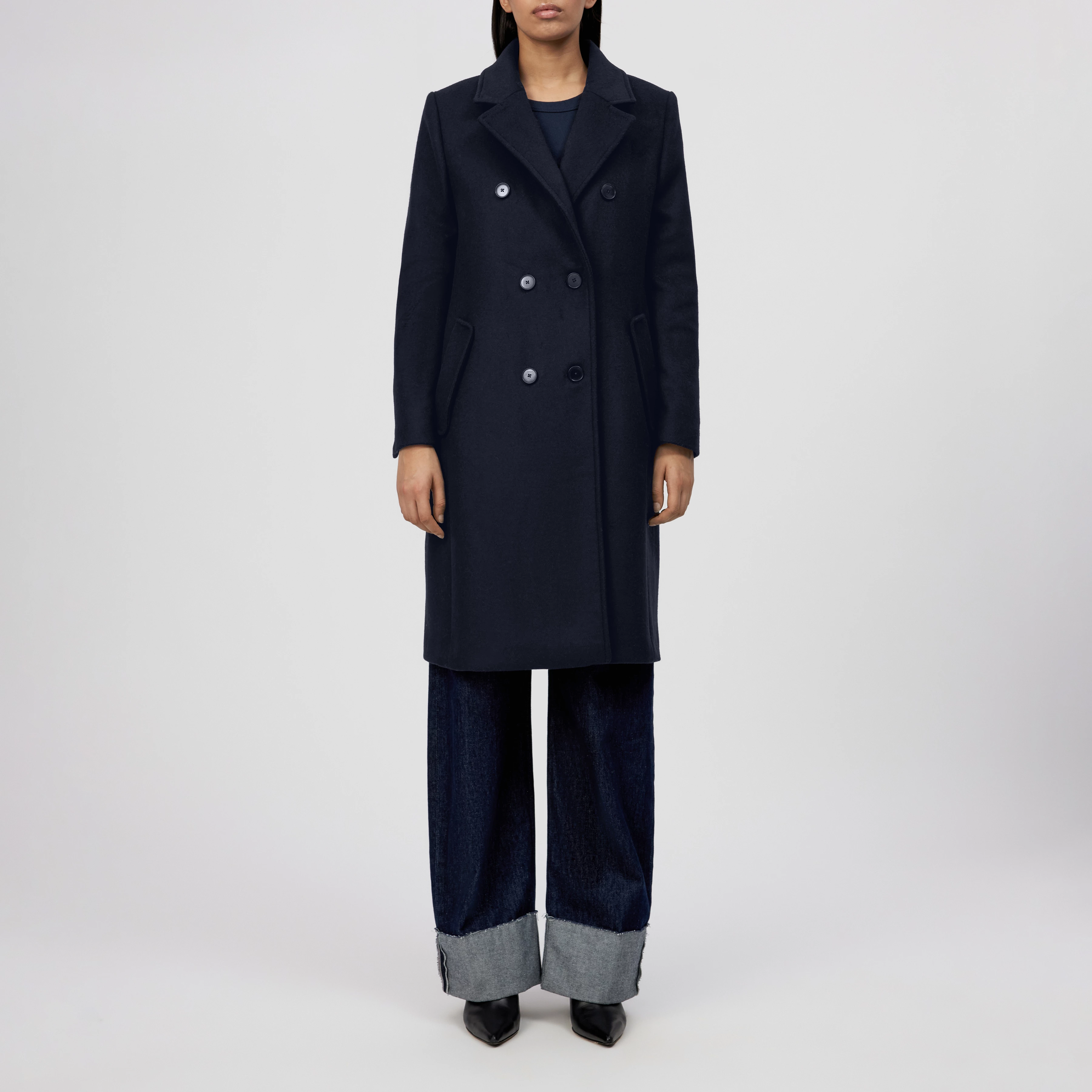 BRAMCOTE - Klassischer Blazermantel in Flanell - Damen - blau - Frontansicht