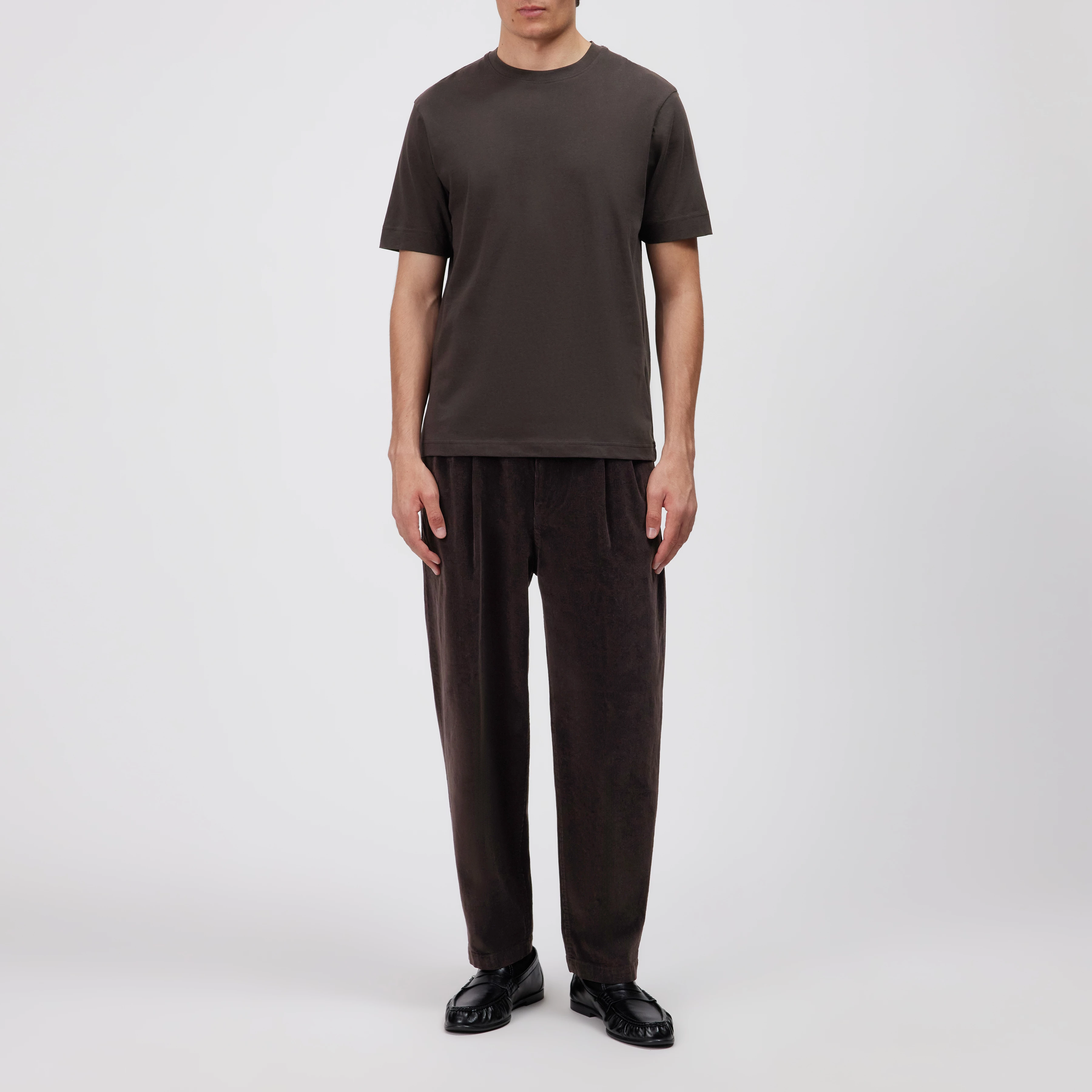RAPHAEL - T-shirt in pure cotton - men - brown - Ganzkörper-Frontansicht