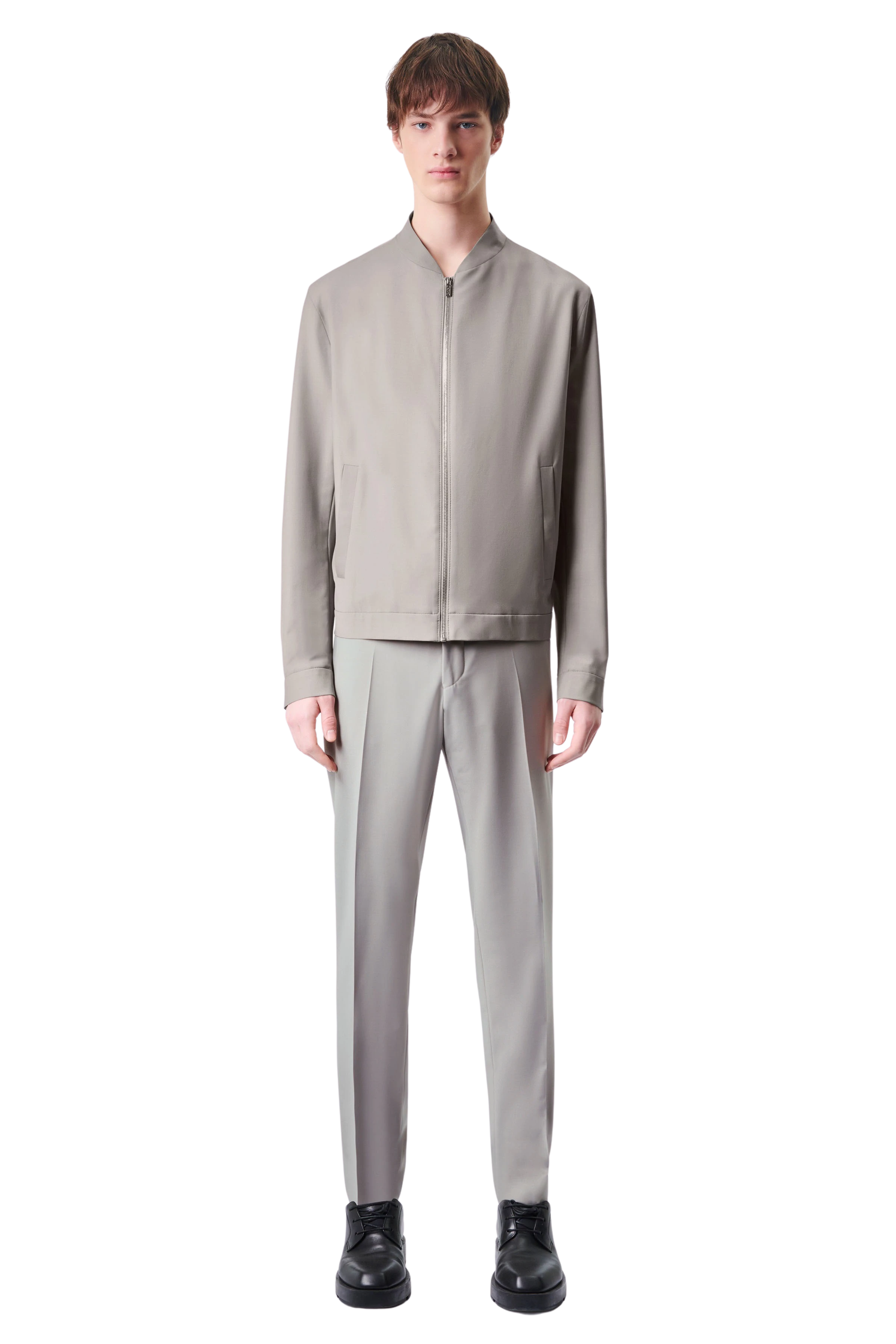 LENOA - Blouson Jacke in Bi-Stretch Woll-Mix - Herren - beige - Ganzkörper-Frontansicht