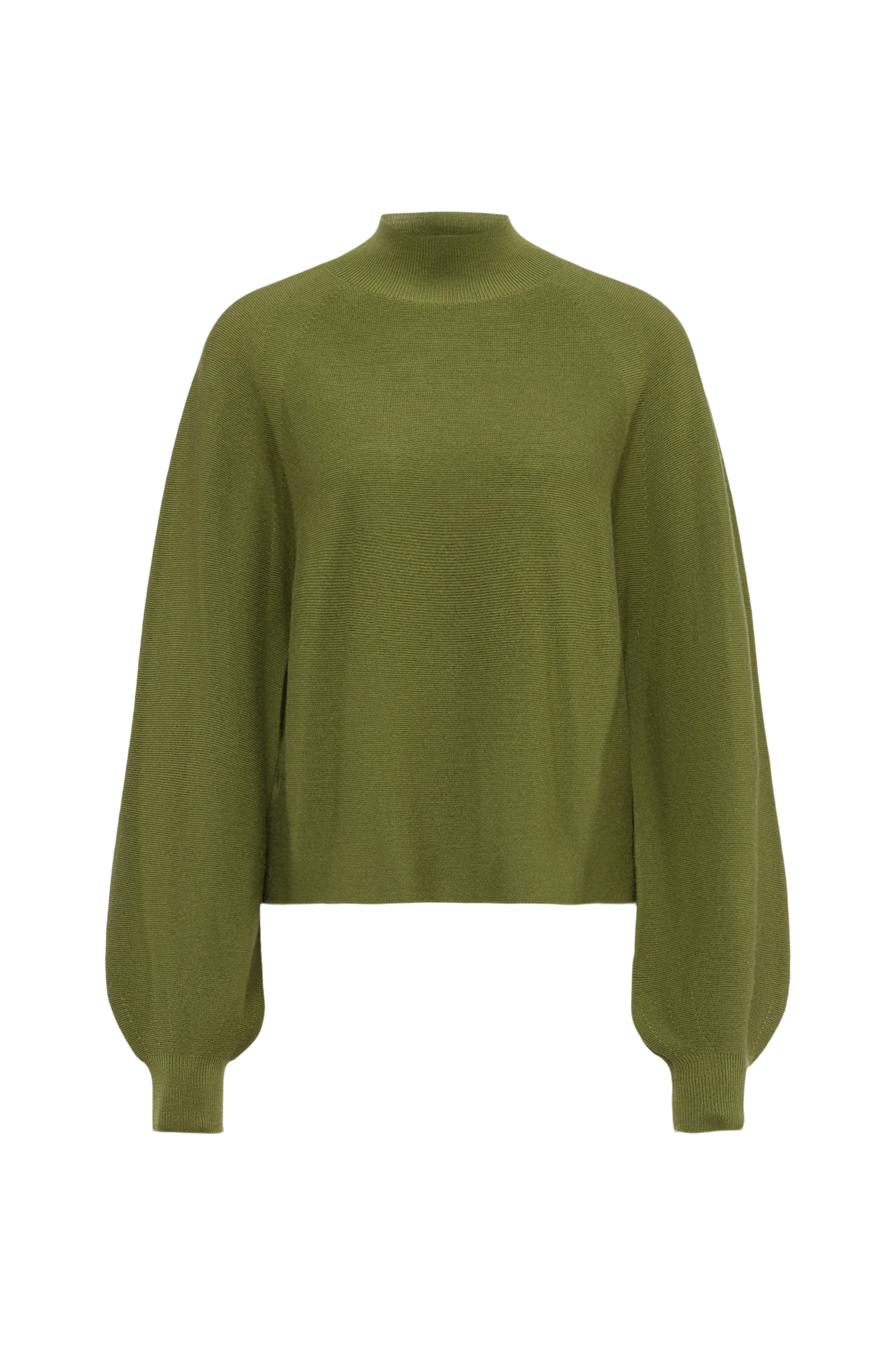 KIMONI - Pull à manches ballon 100 % laine mérinos - women - vert - Freisteller Frontansicht