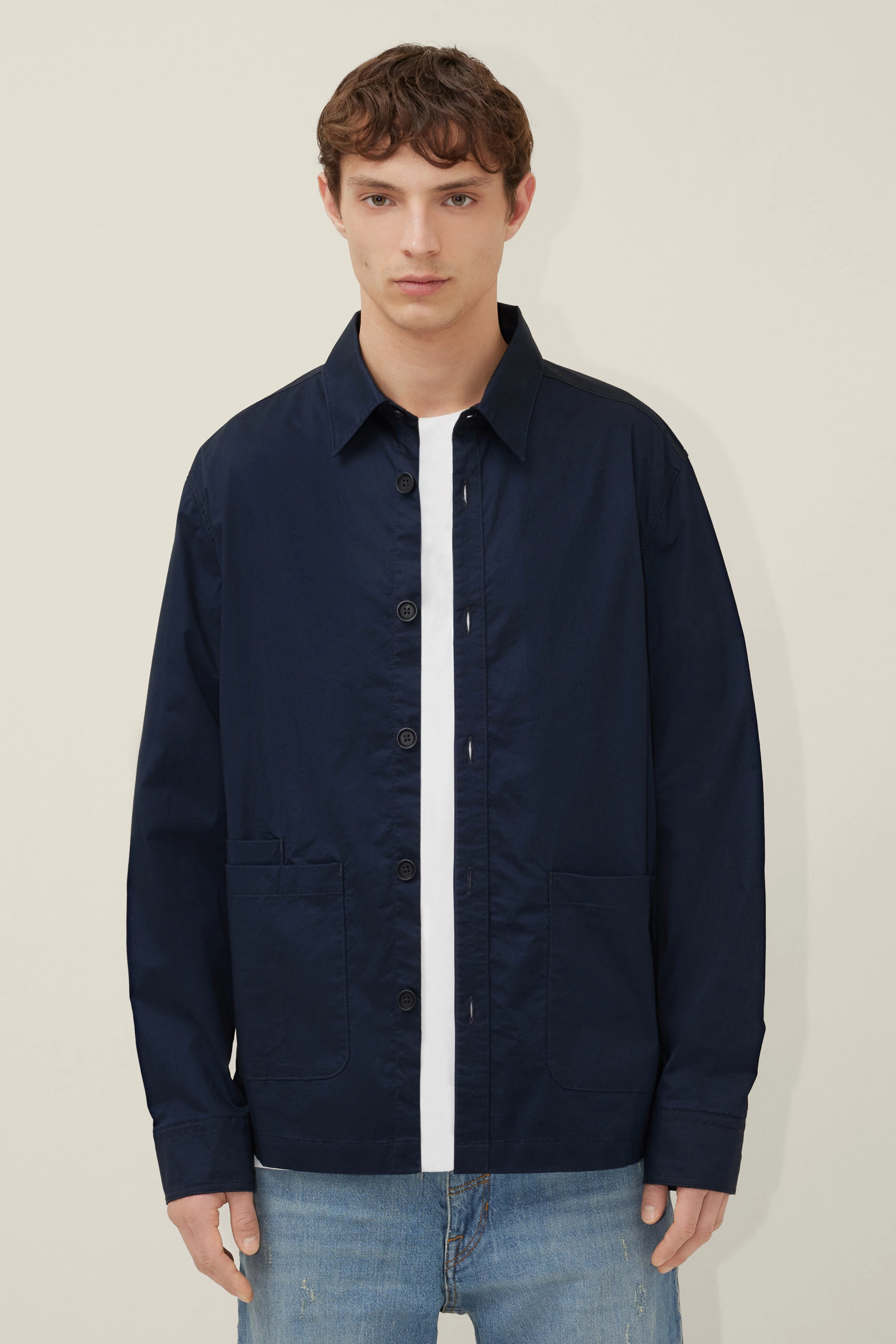 STOGE - casual shirt with patch pockets - men - blue - Frontansicht