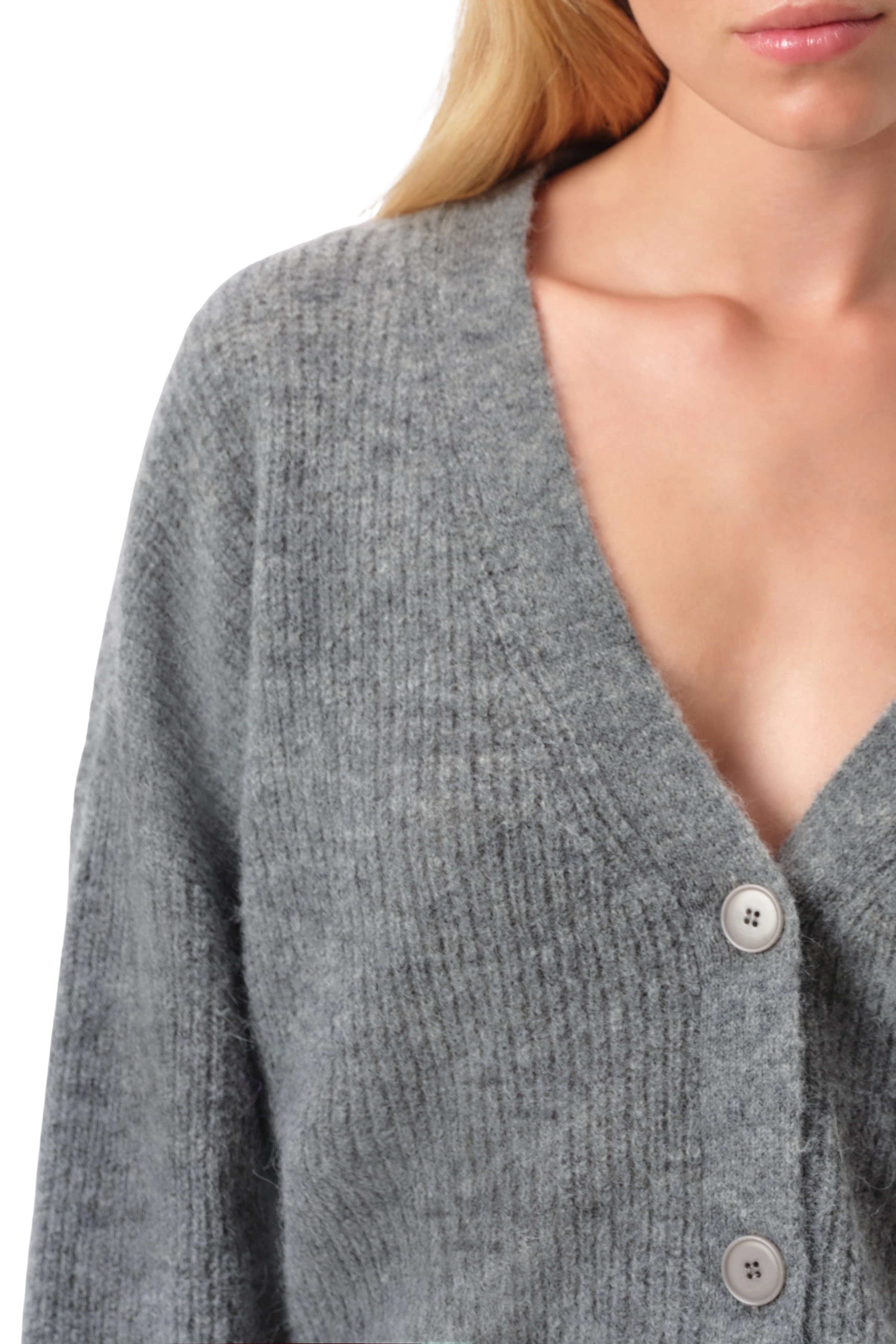 SAVIN - Cropped cardigan in alpaca wool mix - women - grey - Seitenansicht
