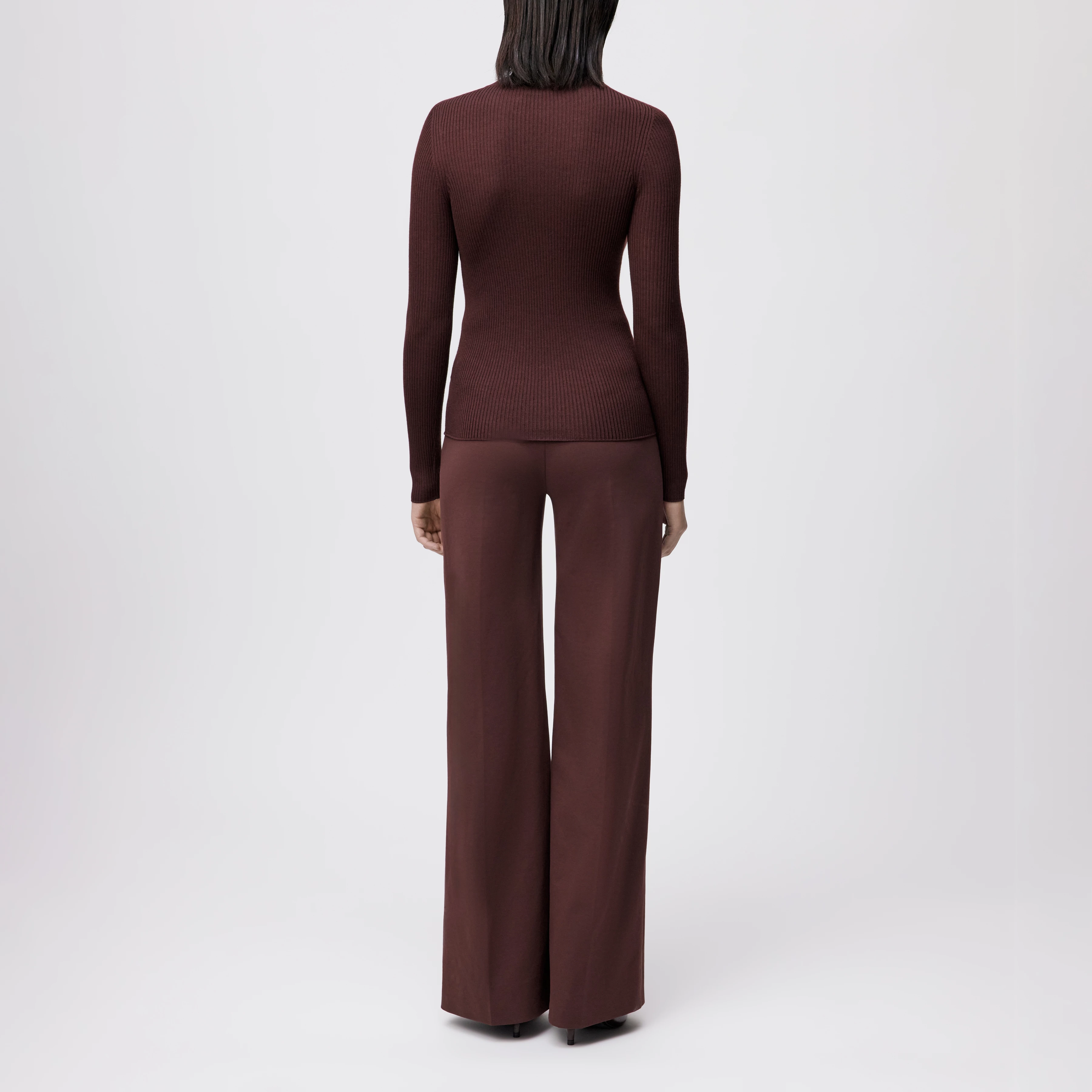 ERMA - Longsleeve mit Rundhals in fließendem Wollmix - Damen - rot - Rückansicht