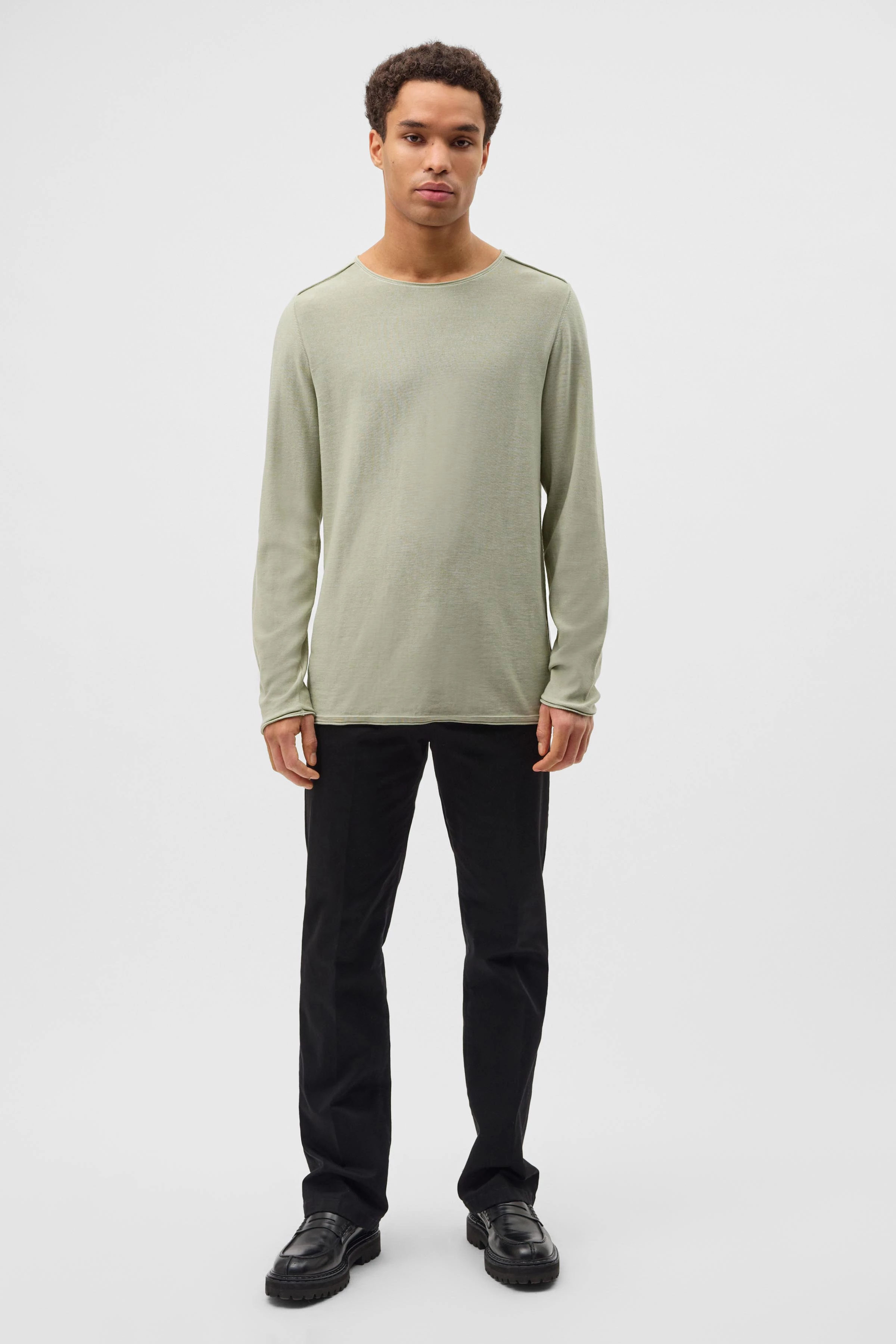 RIK - Pullover mit rollenden Kanten aus reiner Baumwolle - Herren - grün - Ganzkörper-Frontansicht