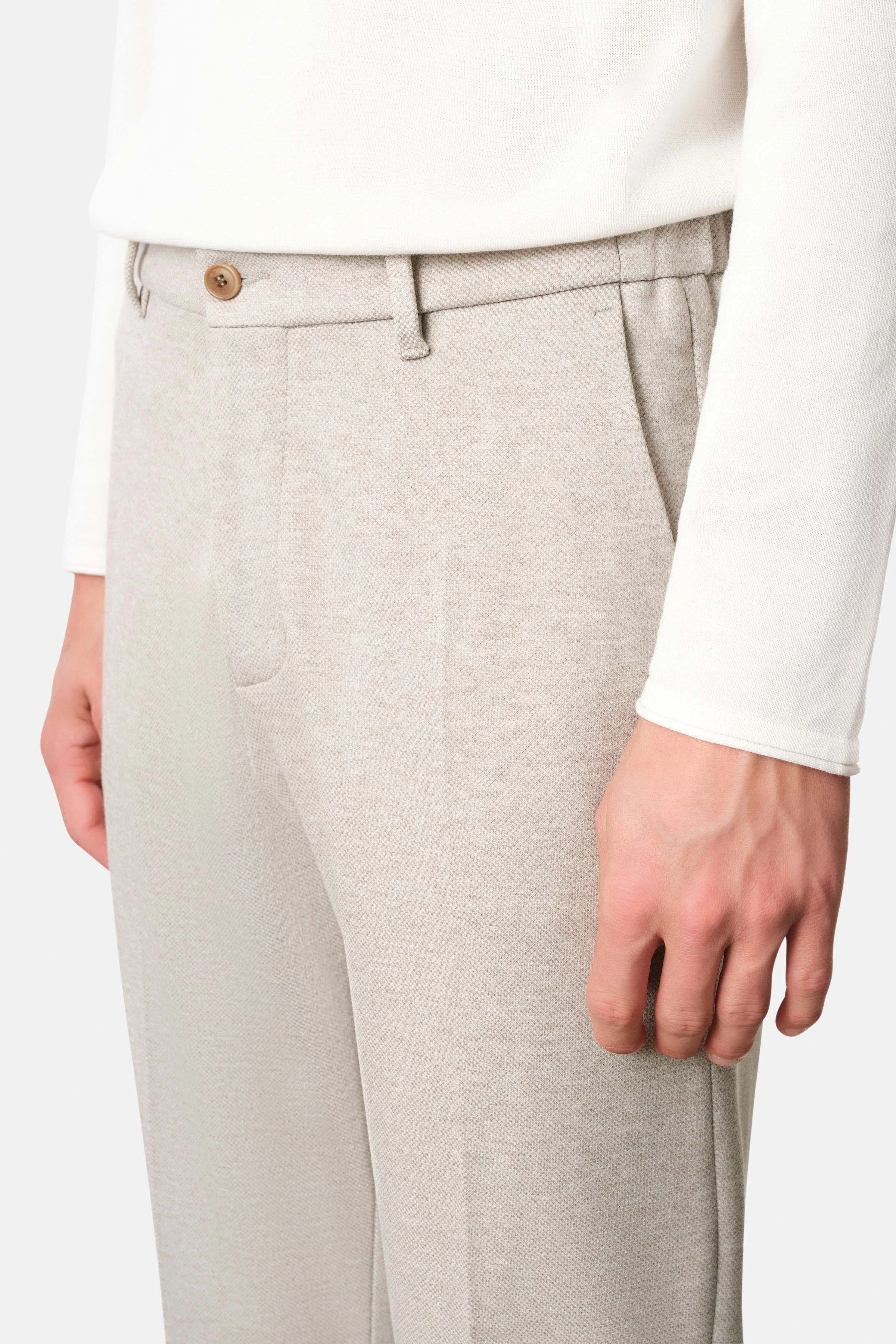 AJEND - Kant-en-klare pantalon in jersey - heren - beige - Detailansicht am Model