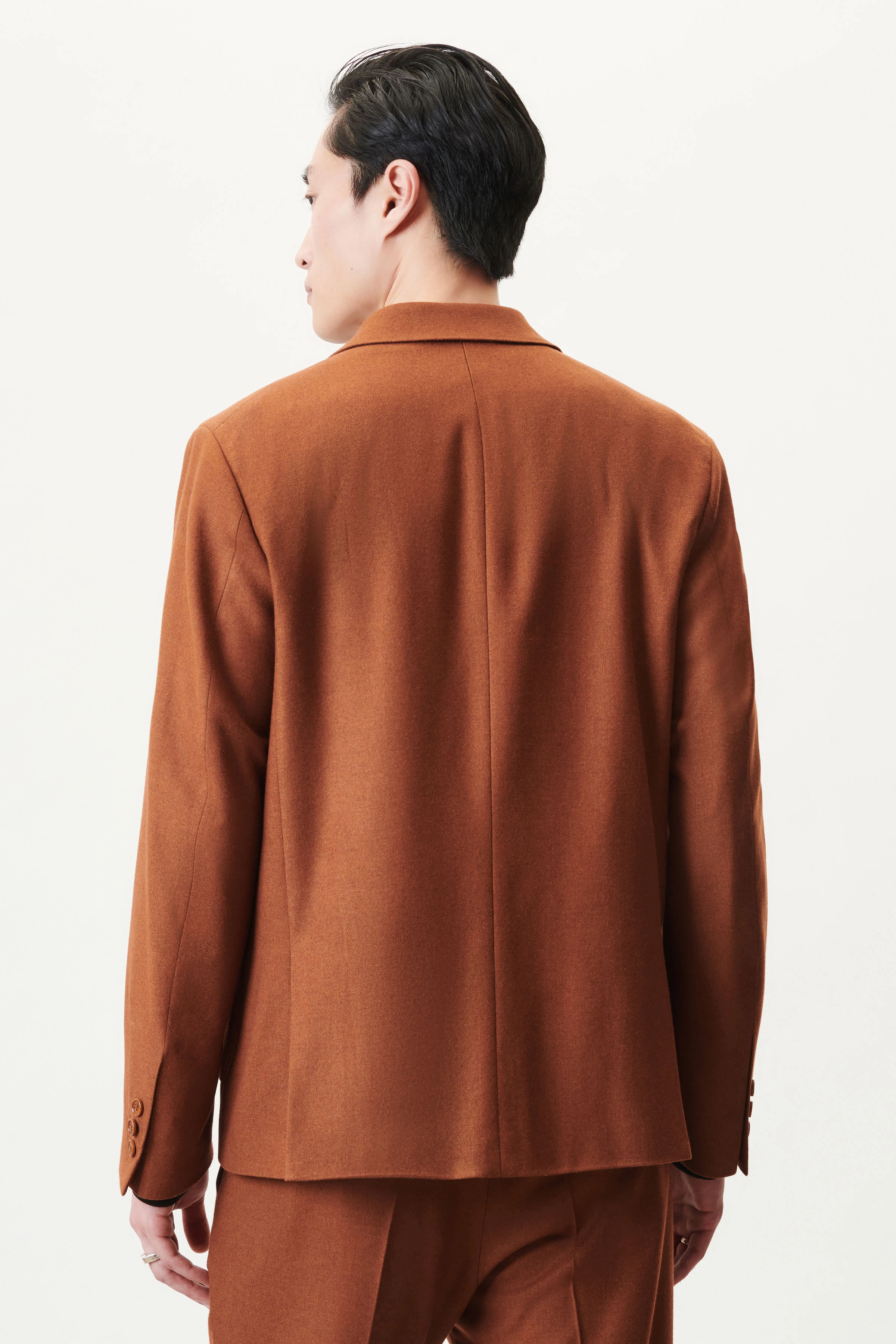 EKBY - double-breasted regular fit colbert van zachte wolflanel - heren - oranje - Rückansicht