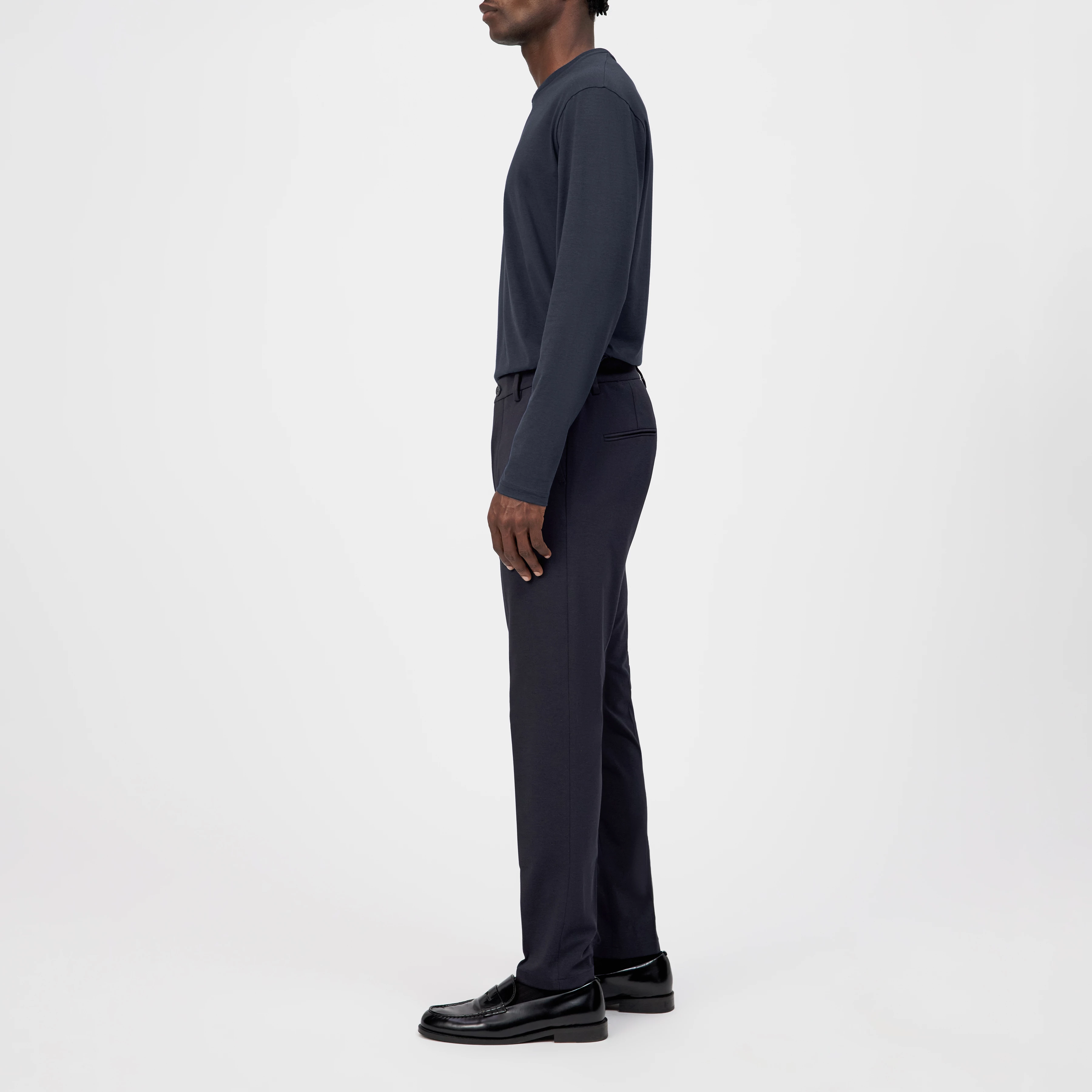 AJEND_SK - Ready-made slim-fit trousers in nylon jersey - men - blue - Seitenansicht