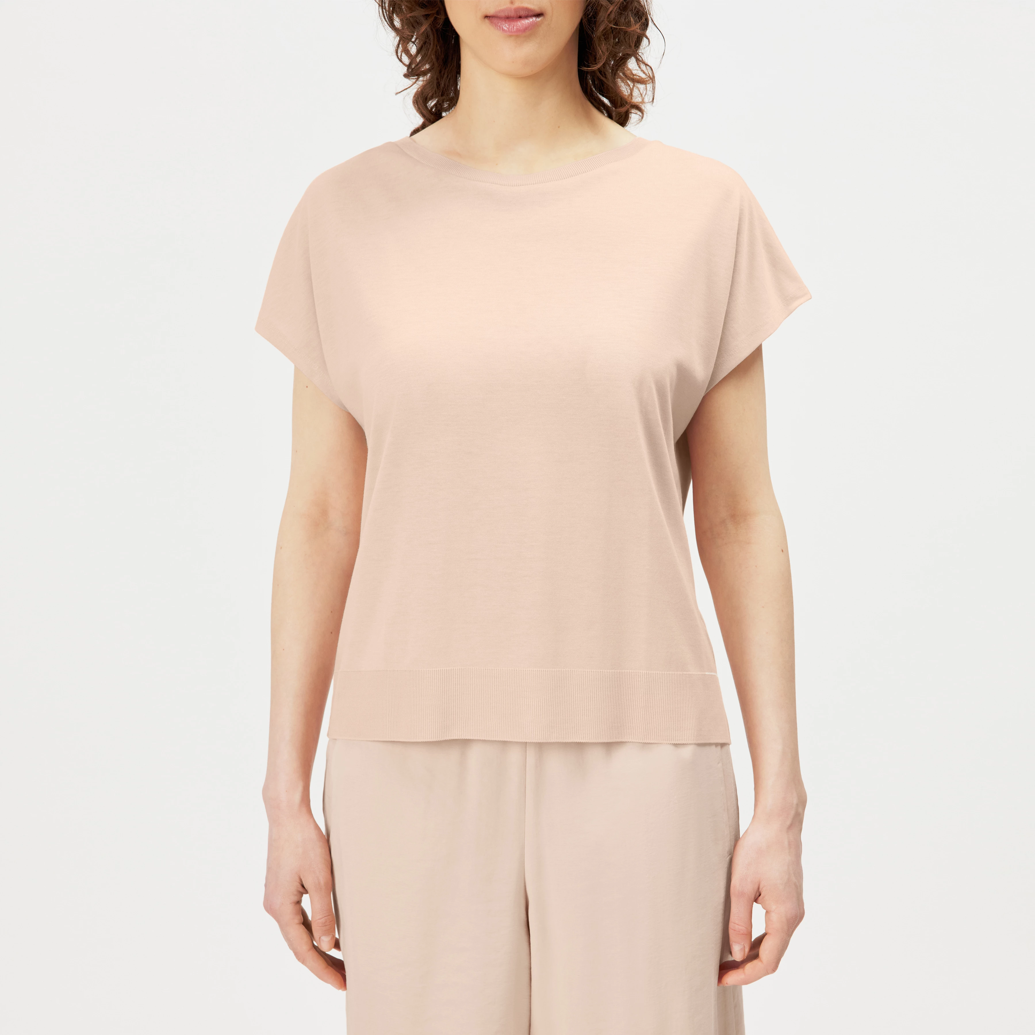 VANOPE - T-shirt in lyocell-cotton fine knit look - women - orange - Frontansicht