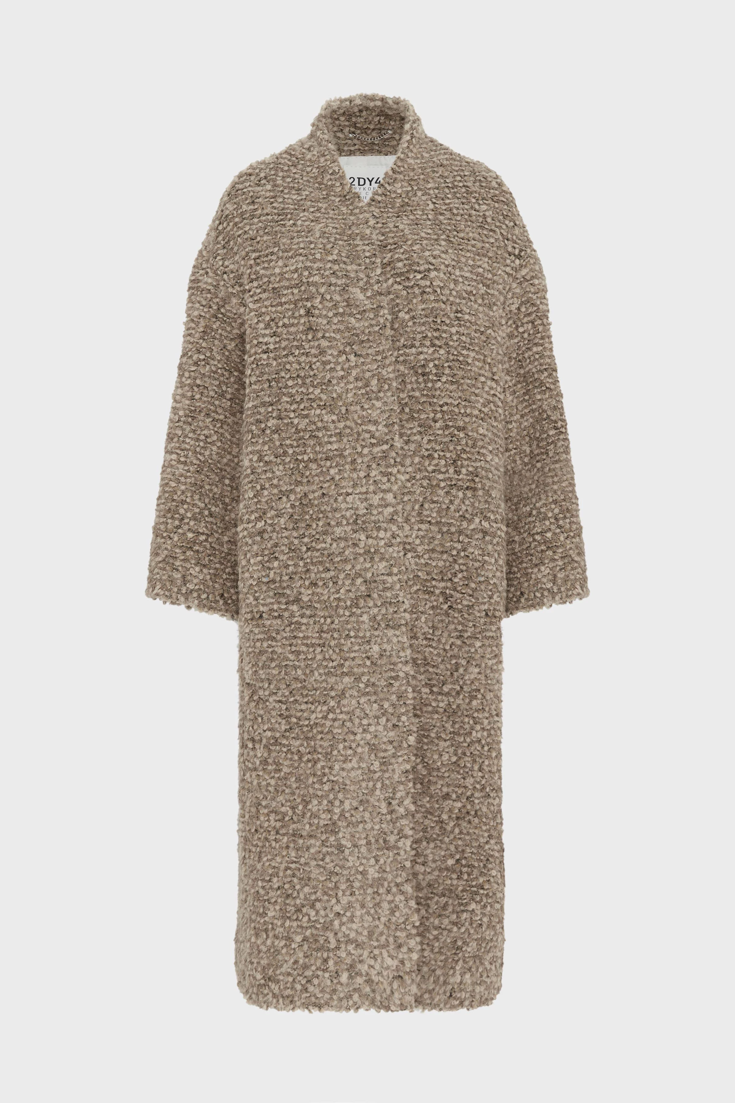 BAUPREY_1 - Lässiger Hüllenmantel in Two-Tone Bouclé - Damen - braun - Freisteller Frontansicht