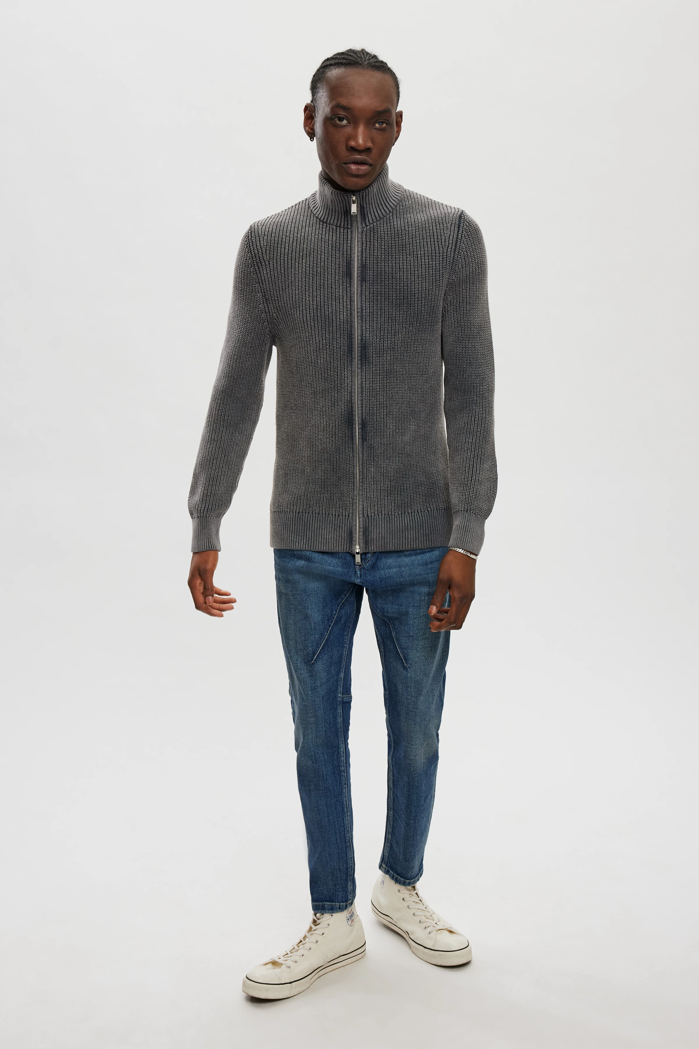 ANTONIO - Zipjacke aus Baumwolle - Herren - grau - Ganzkörper-Frontansicht