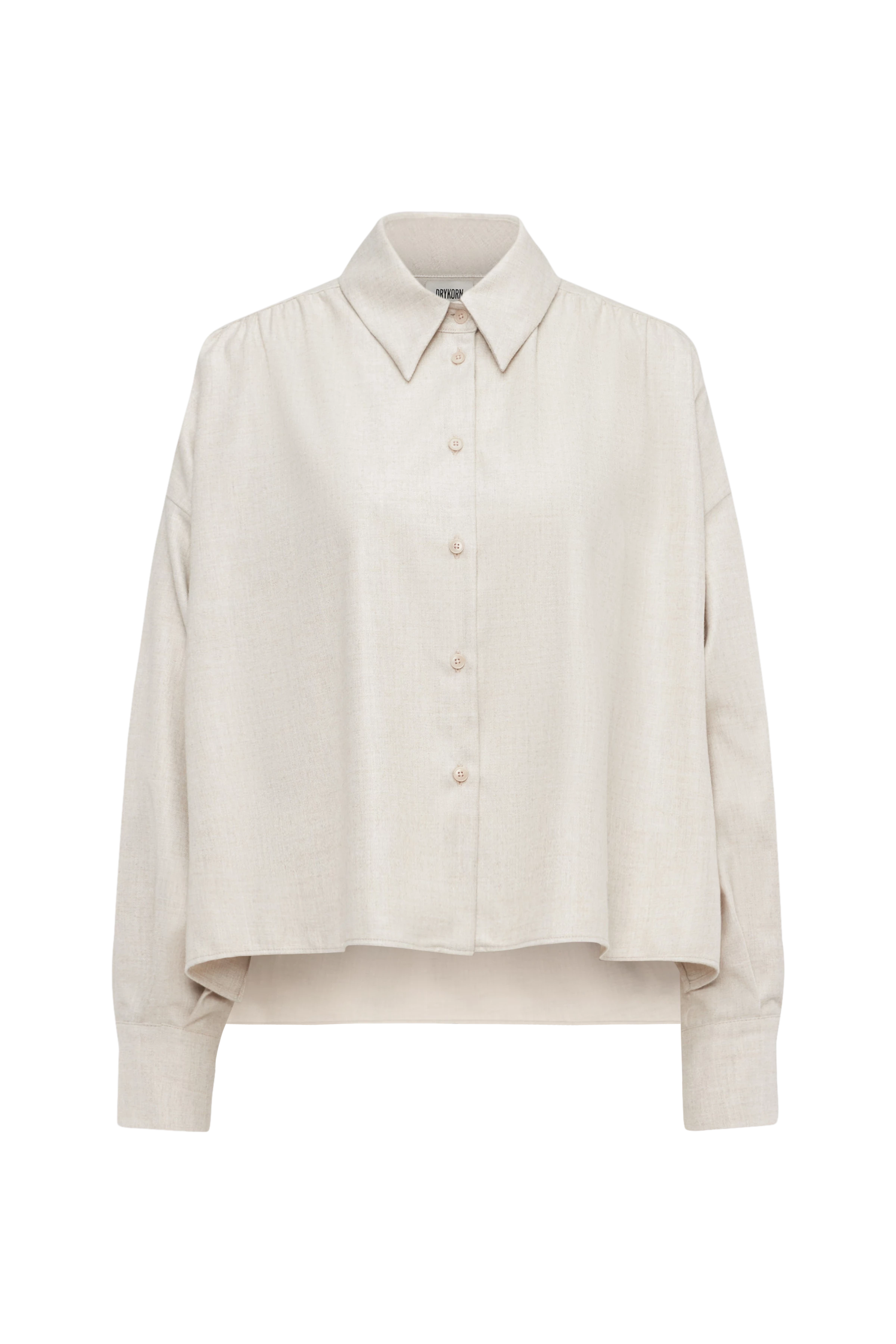 FLANNA - Hemdbluse in softem Flanell - Damen - beige - Freisteller Frontansicht