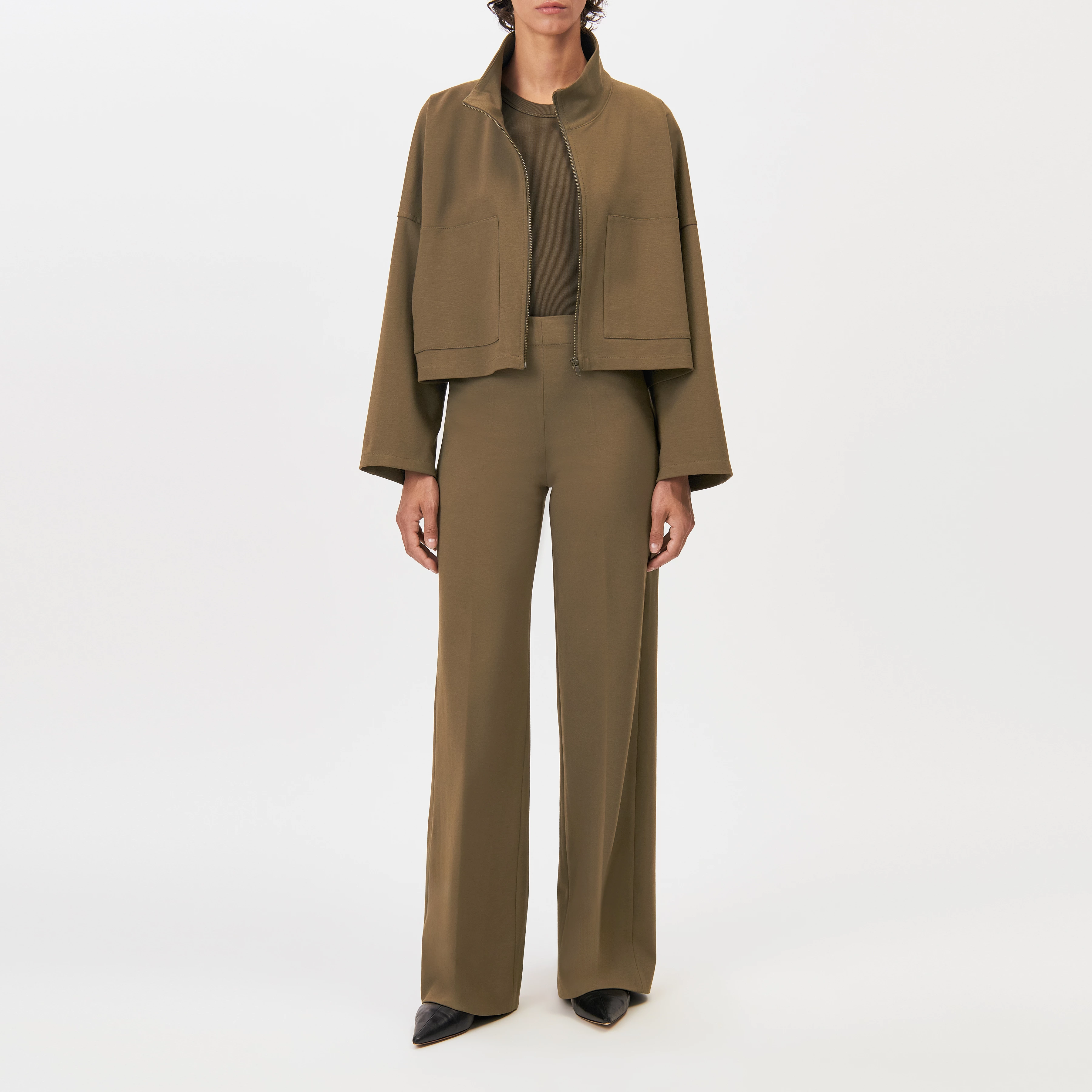 BEFORE - Pantalon Marlene en viscose mélangée - women - vert - Ganzkörper-Frontansicht