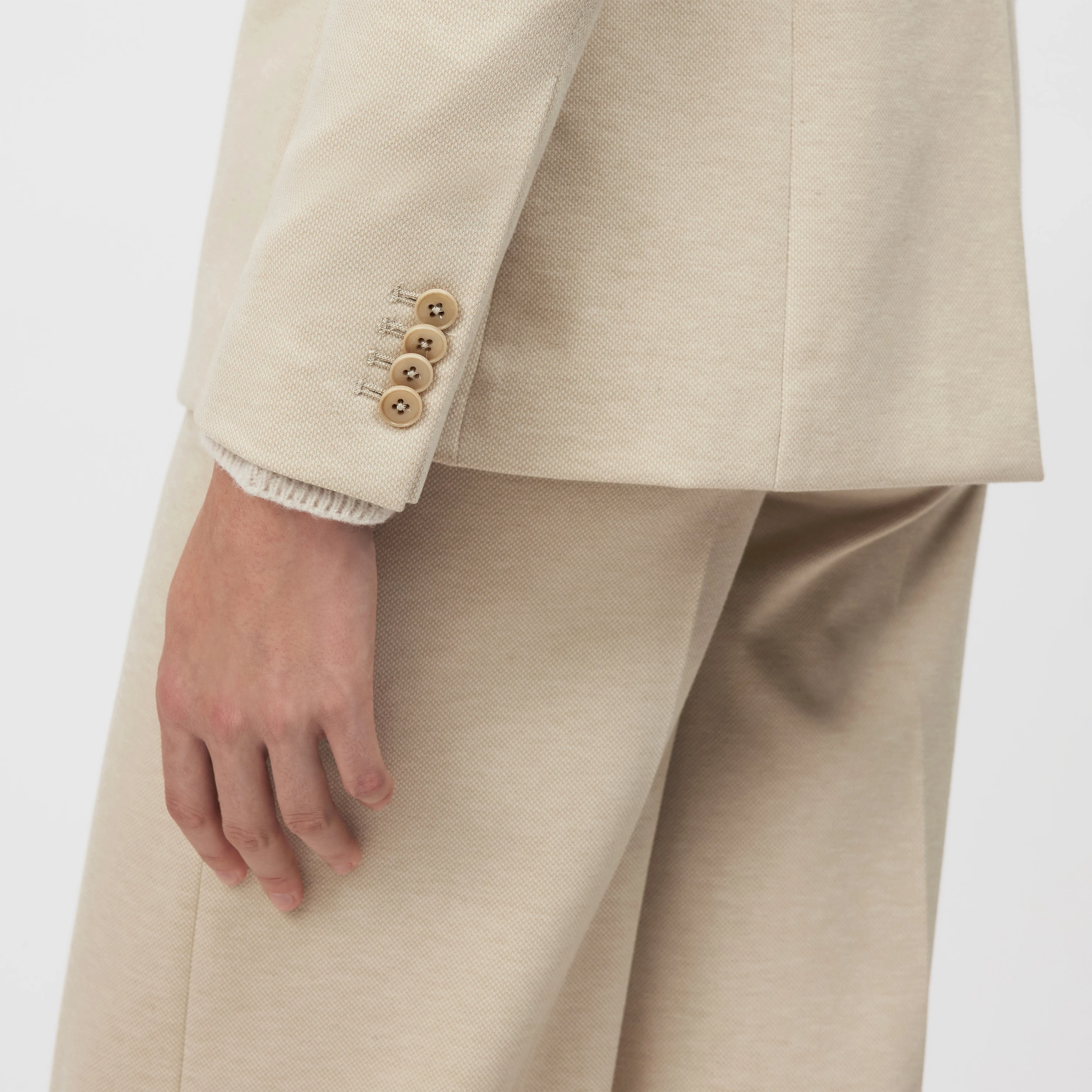 ATLIN_2 - Einknopf-Blazer in Jersey mit Dessin - Damen - braun - Detailansicht am Model