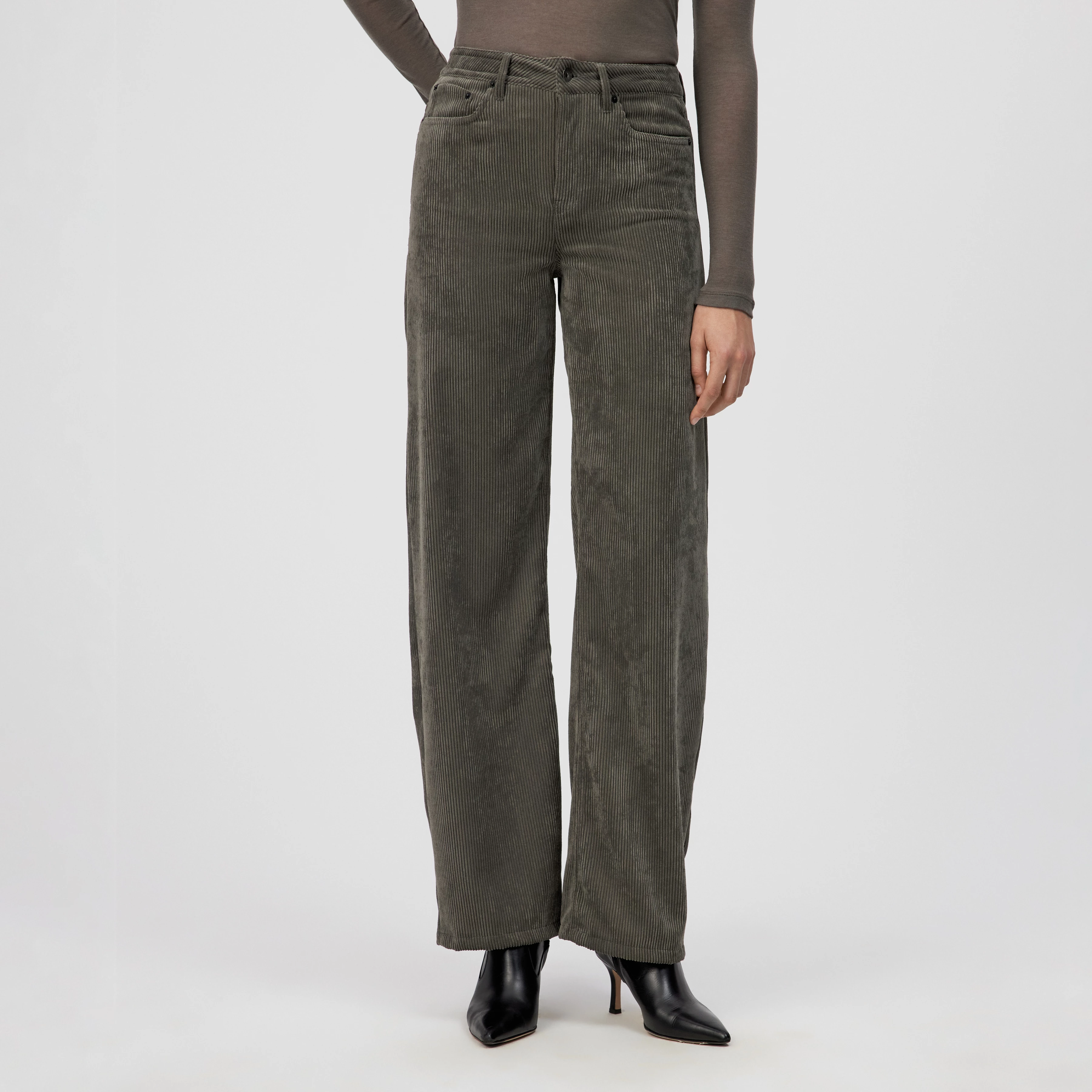 MEDLEY - Mid-rise jeans in corduroy - women - grey - Frontansicht