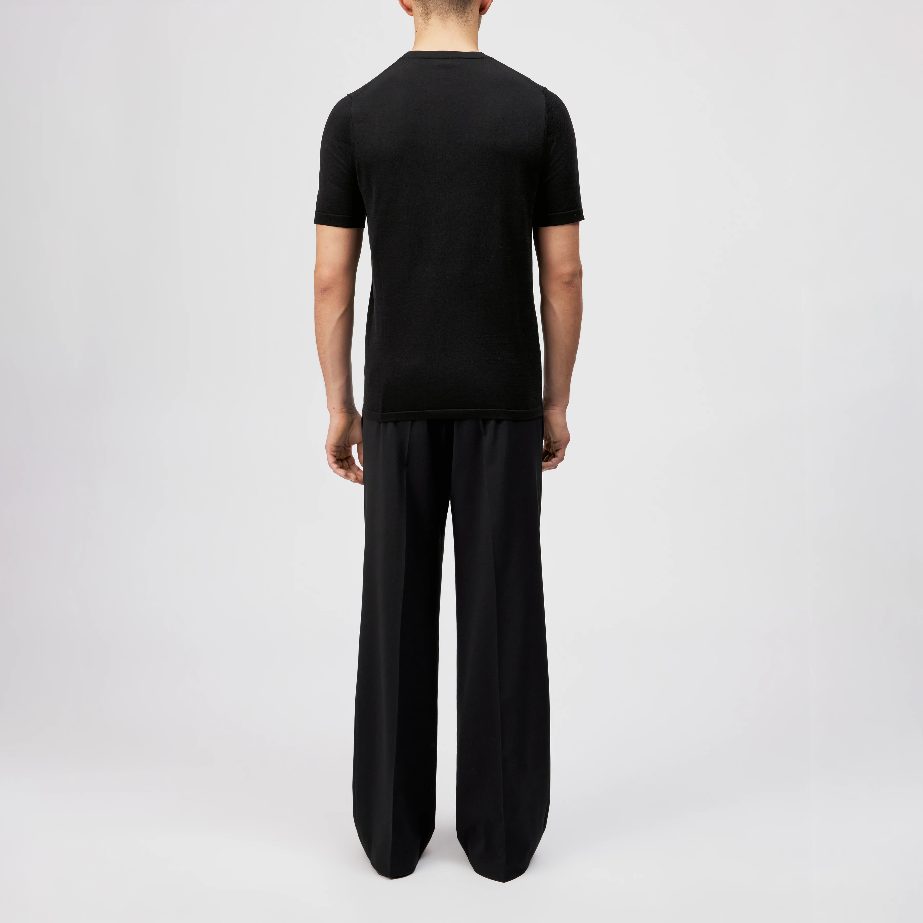 VALENTIN - T-shirt in mercerised cotton - men - black - Rückansicht