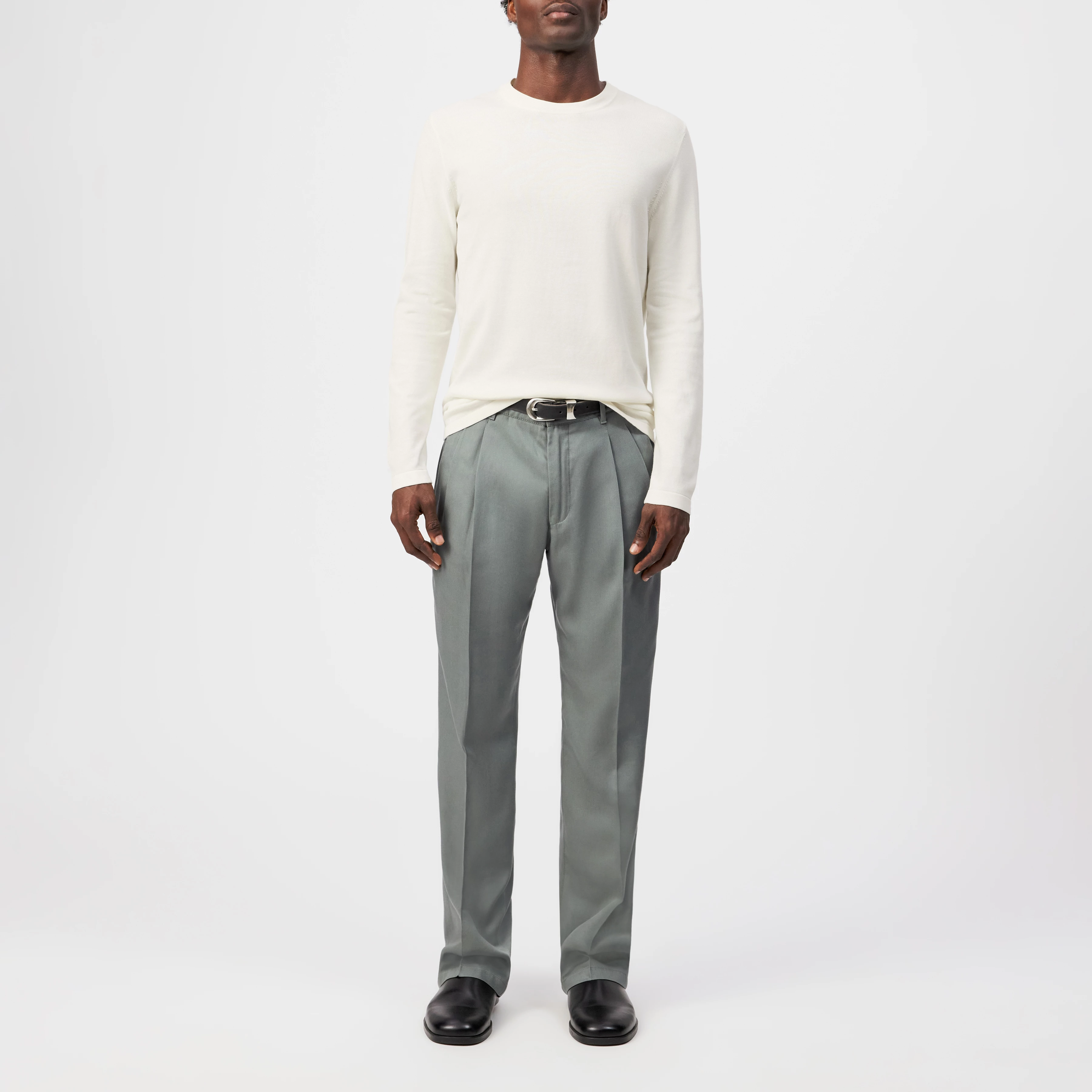 IRMINO - Long sleeve in pure cotton - men - off white - Ganzkörper-Frontansicht