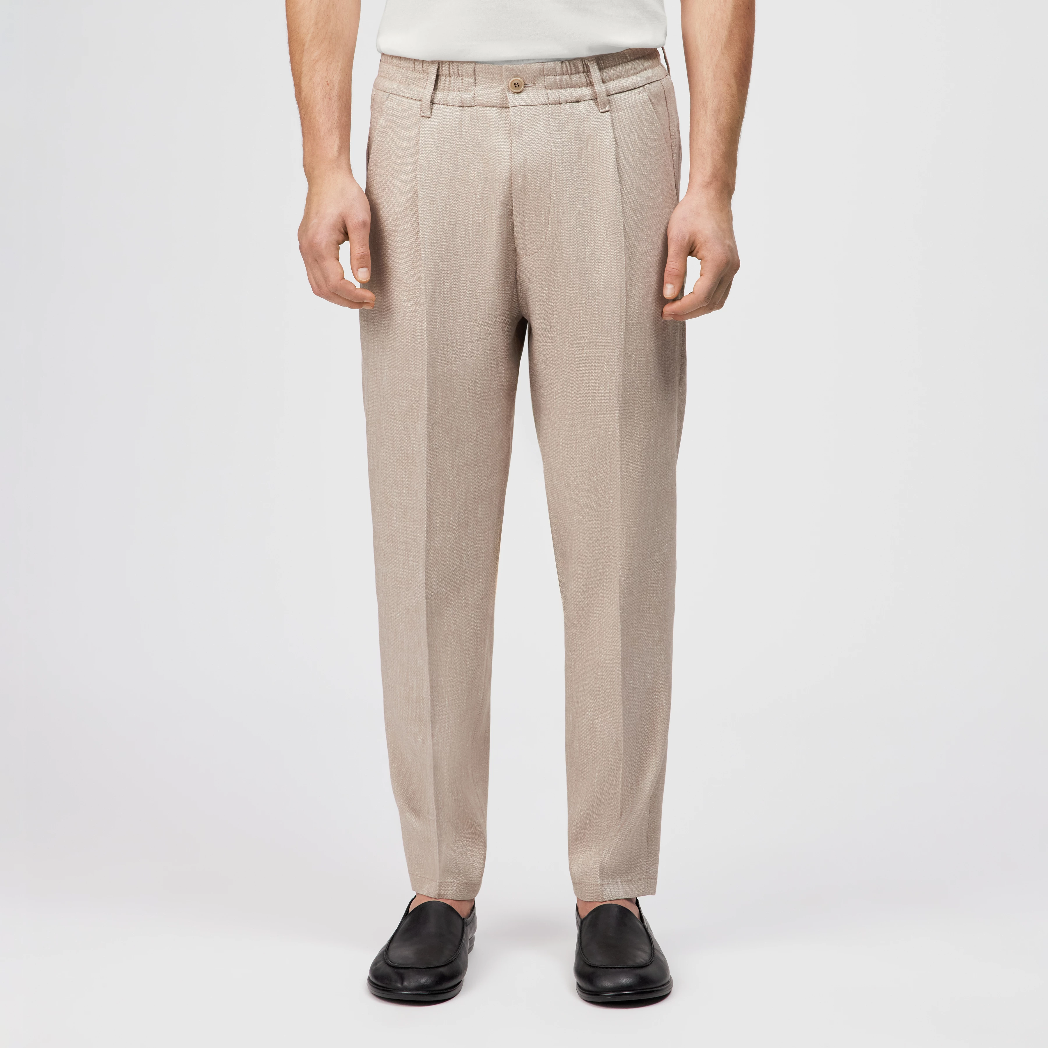CHASY - Pleated trousers in linen mix - men - beige - Frontansicht
