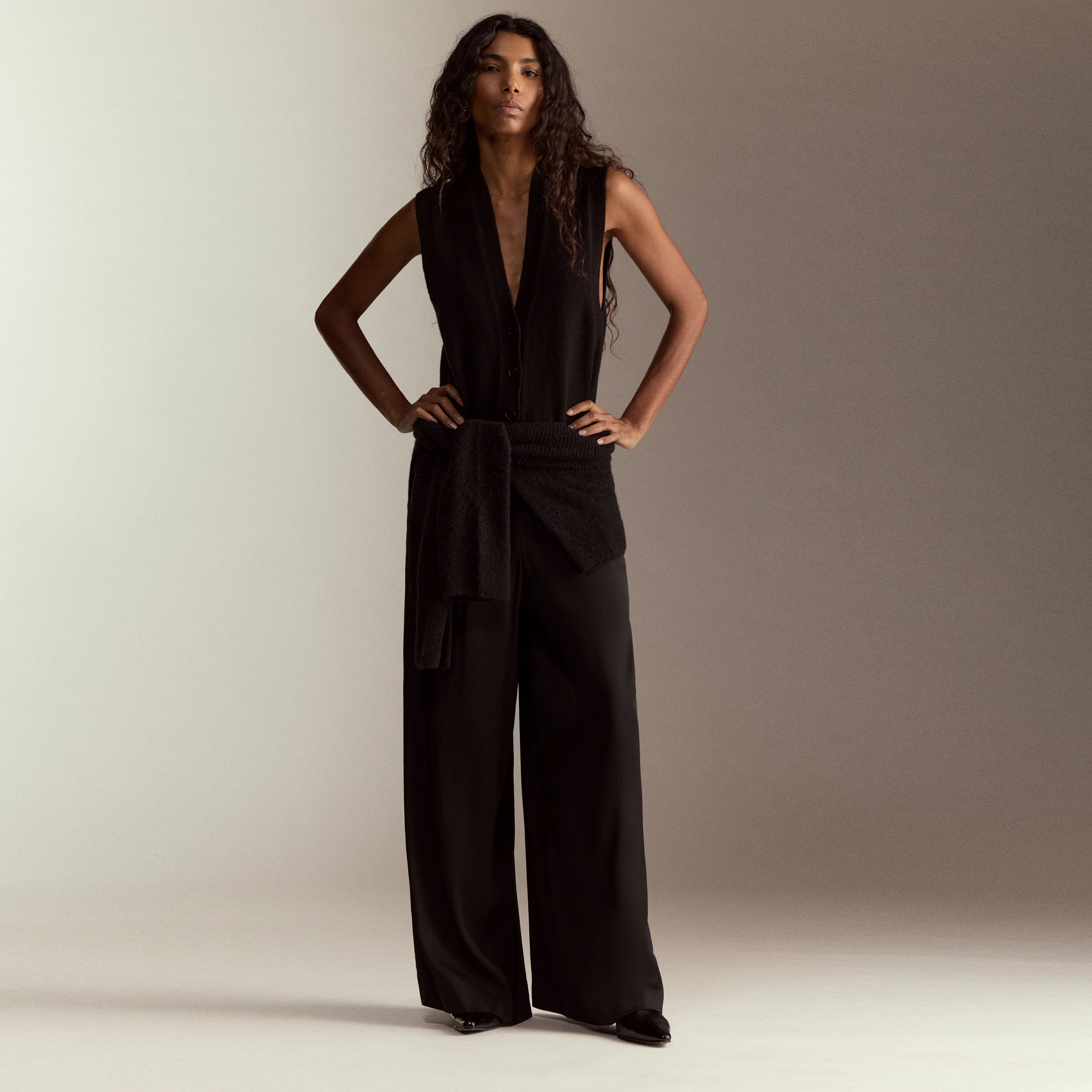 TWEEZER - Wide trousers in satin - women - black