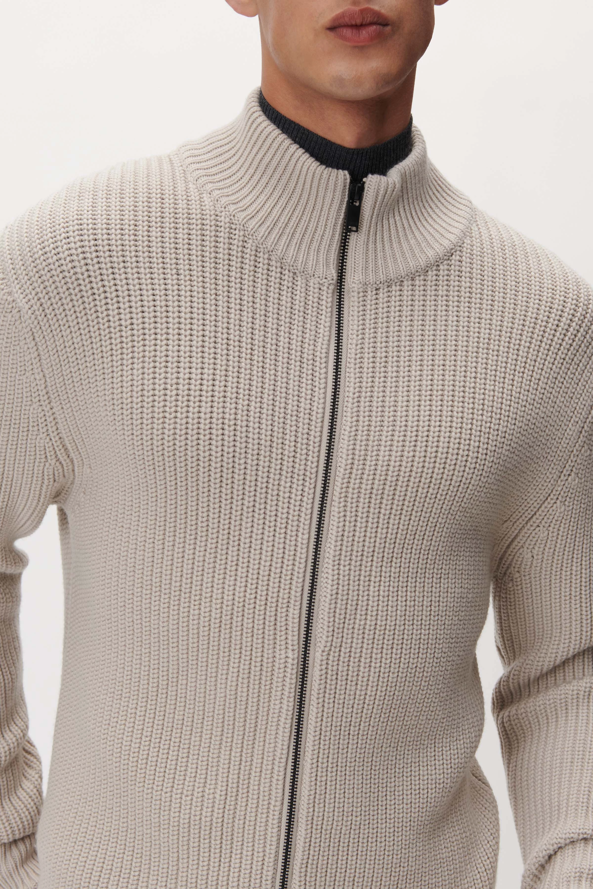 ANTONIO - Woll Strickjacke - Herren - beige - Seitenansicht