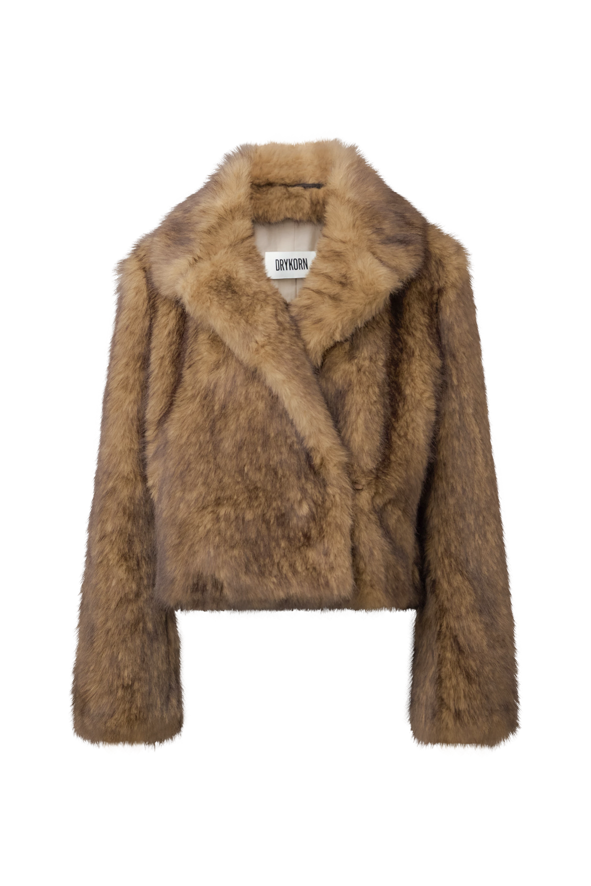 ADWELL - Short relaxed fit faux fur jacket - women - brown - Freisteller Frontansicht