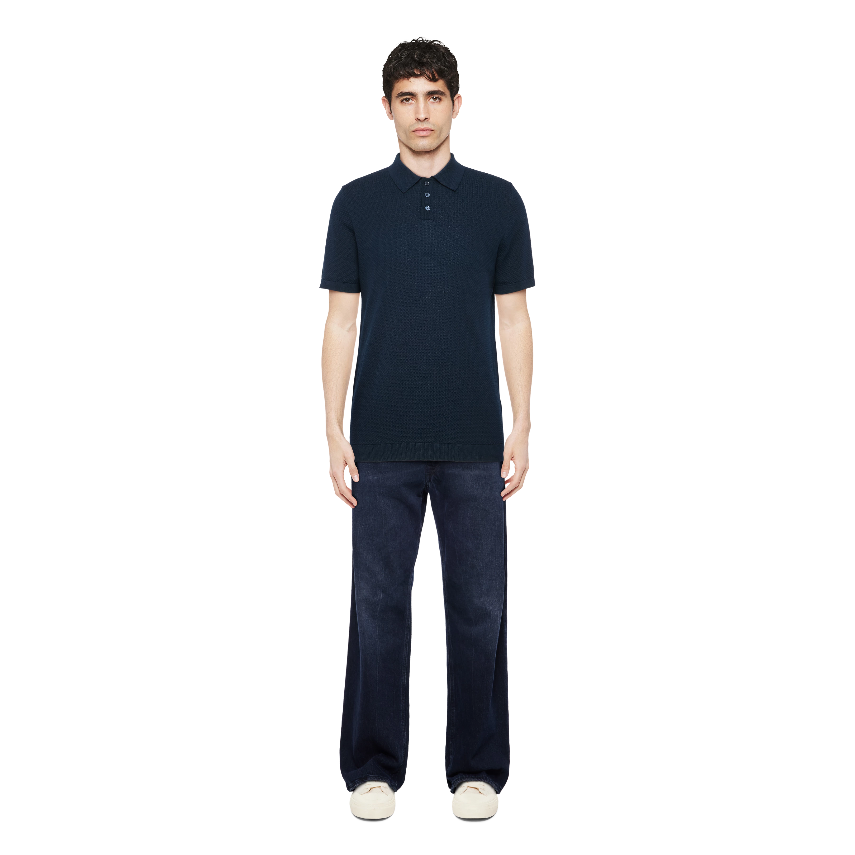 TRITON - Polo-Shirt in Baumwolle - Herren - blau - Ganzkörper-Frontansicht