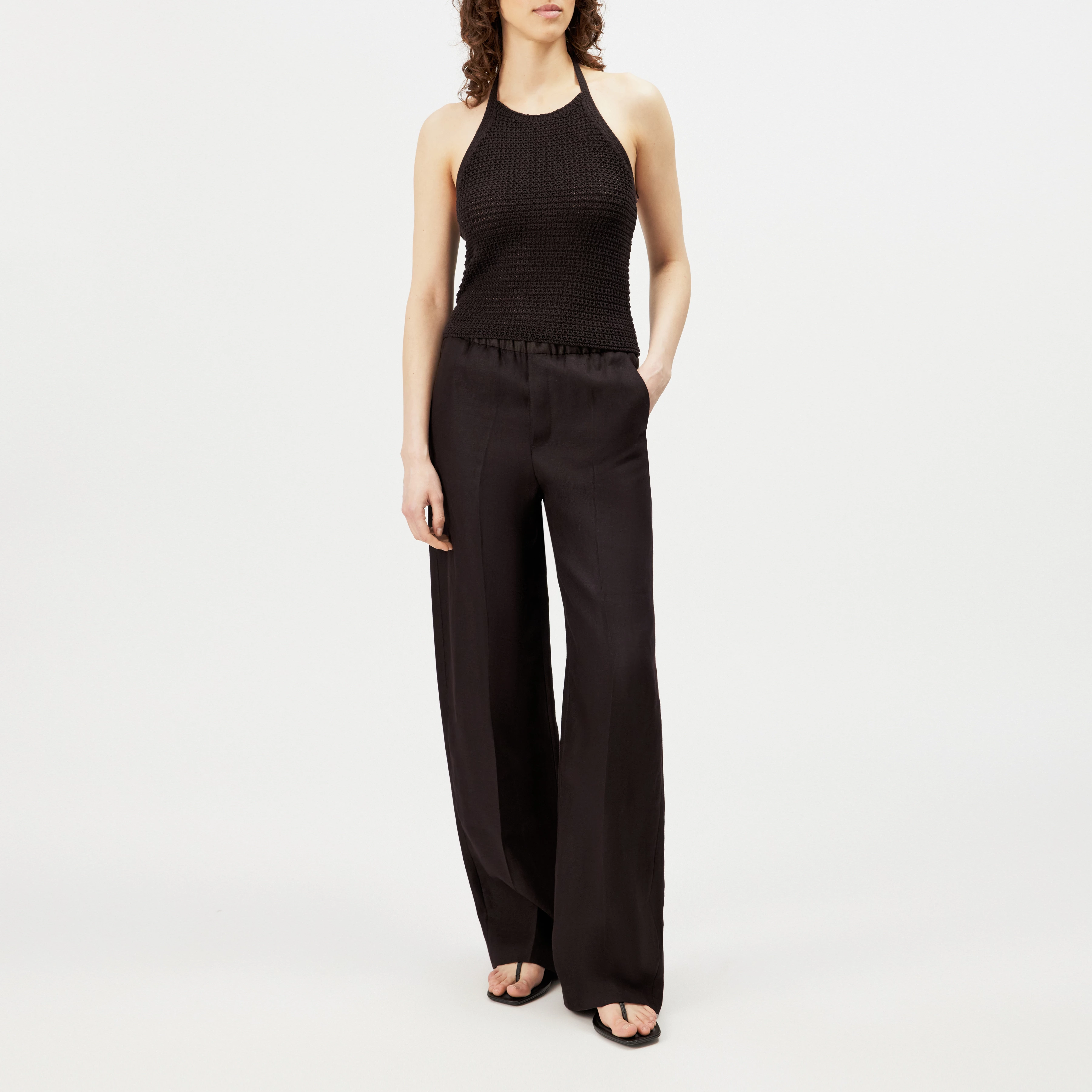 AKWY - Halter top in pure cotton - women - brown - Ganzkörper-Frontansicht