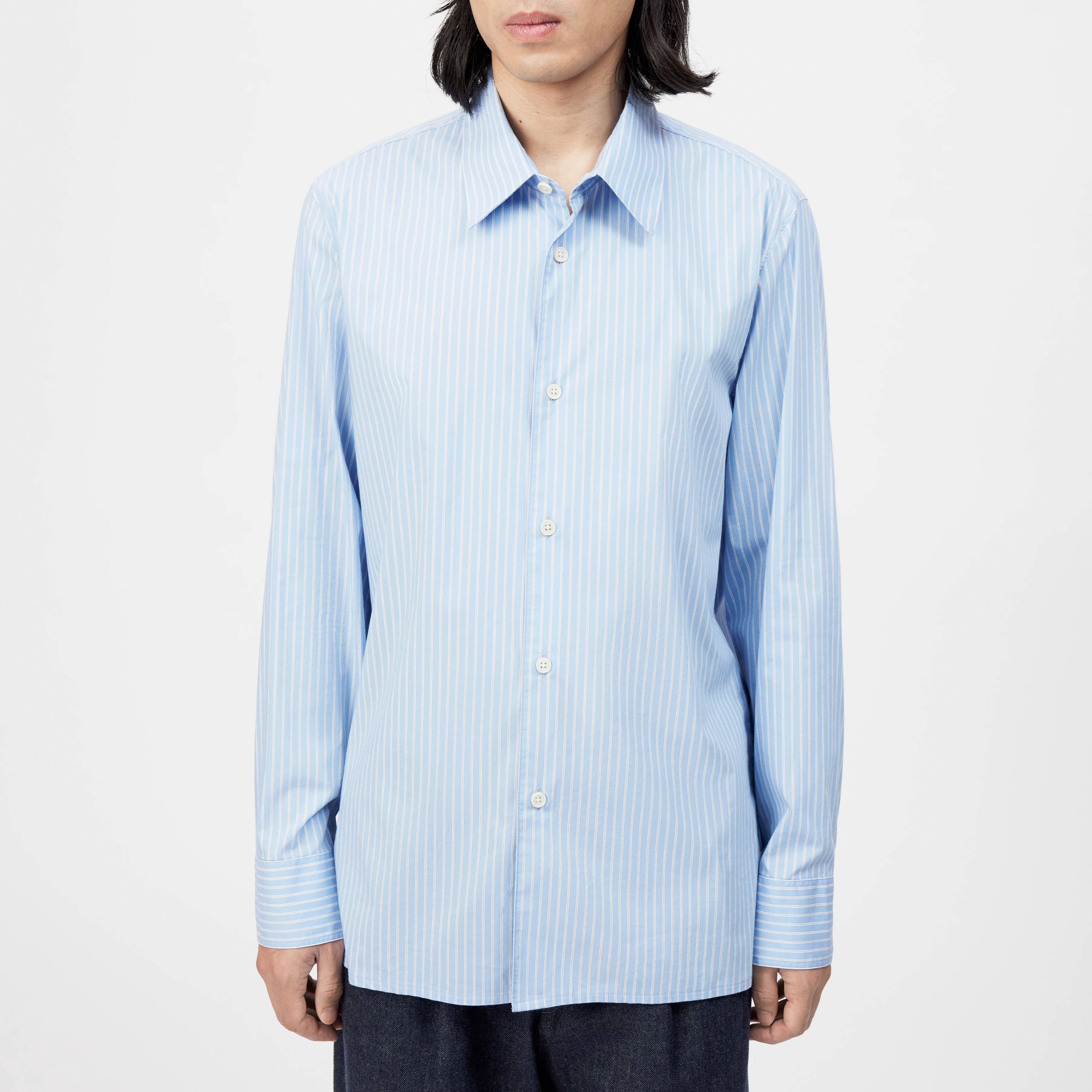 GAUNT - Klassisches Langarmhemd in Baumwoll-Mix - Herren - blau - Frontansicht