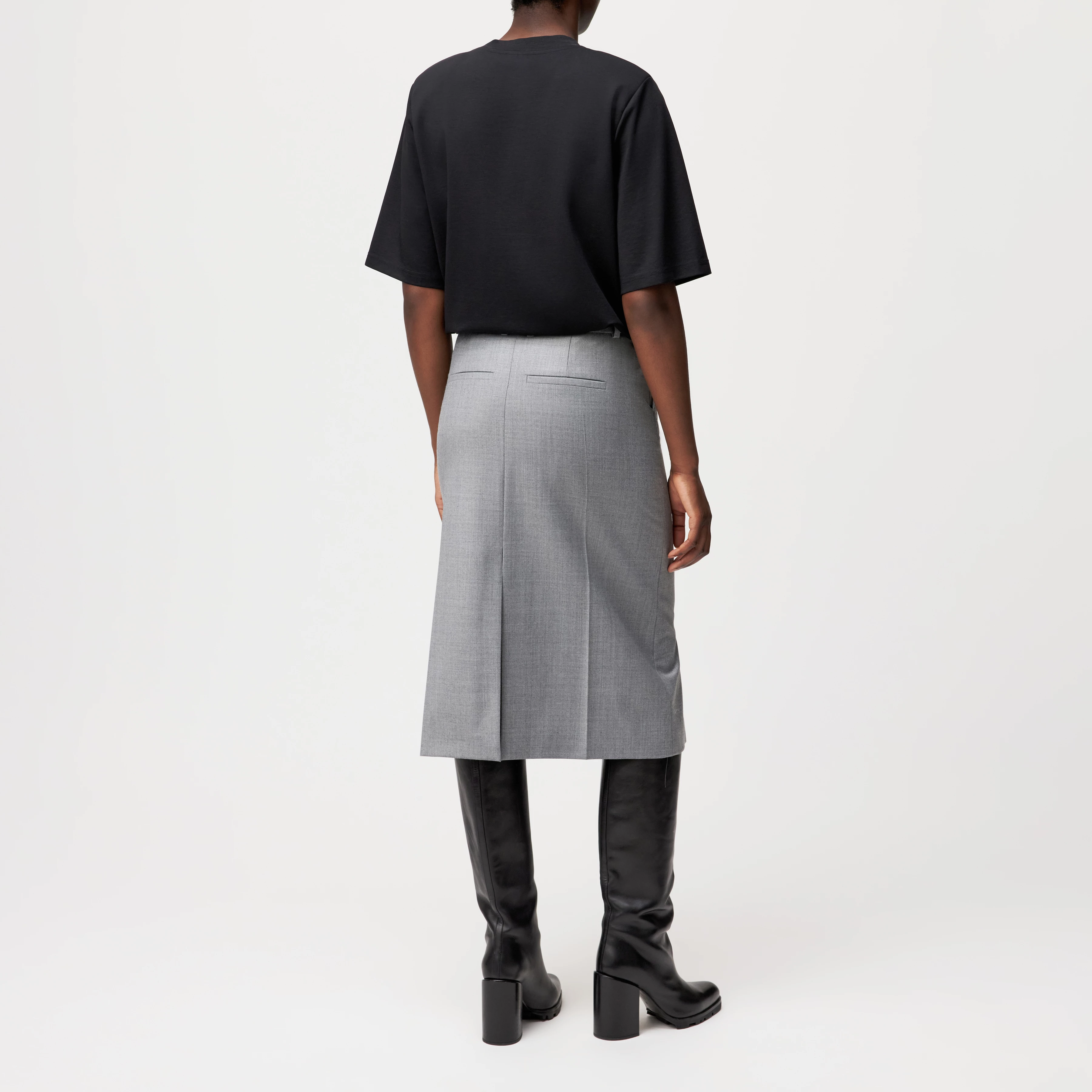 NJOLA - Hosenrock in Woll-Mix - Damen - grau - Rückansicht