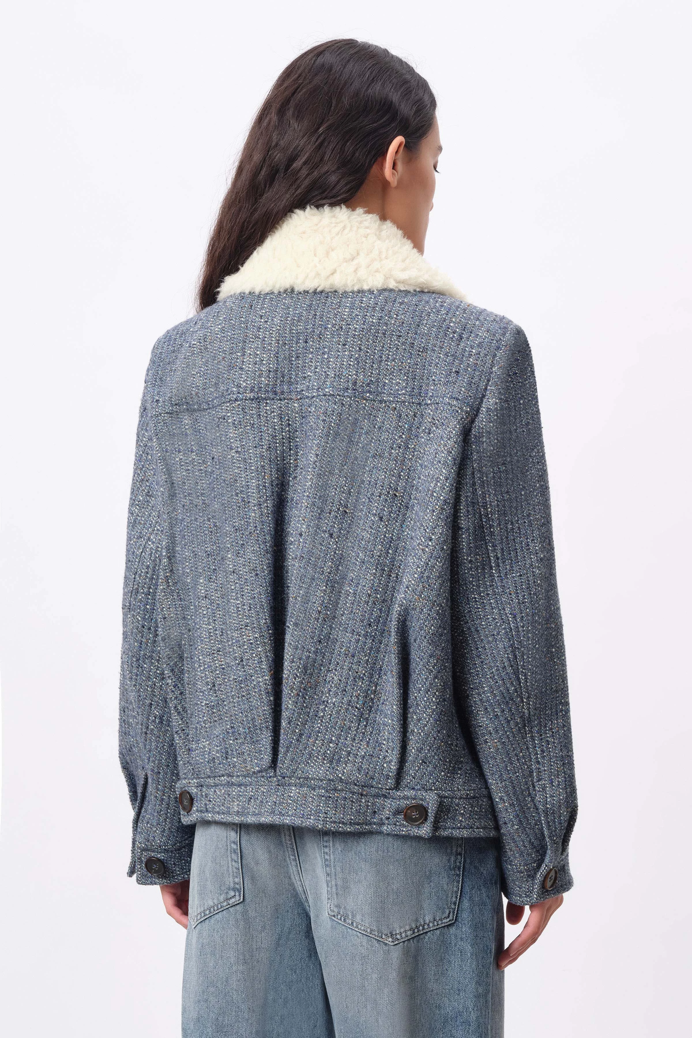 HASTING - Oversized Blouson in Woll-Mix in Denim-Optik - Damen - blau - Rückansicht