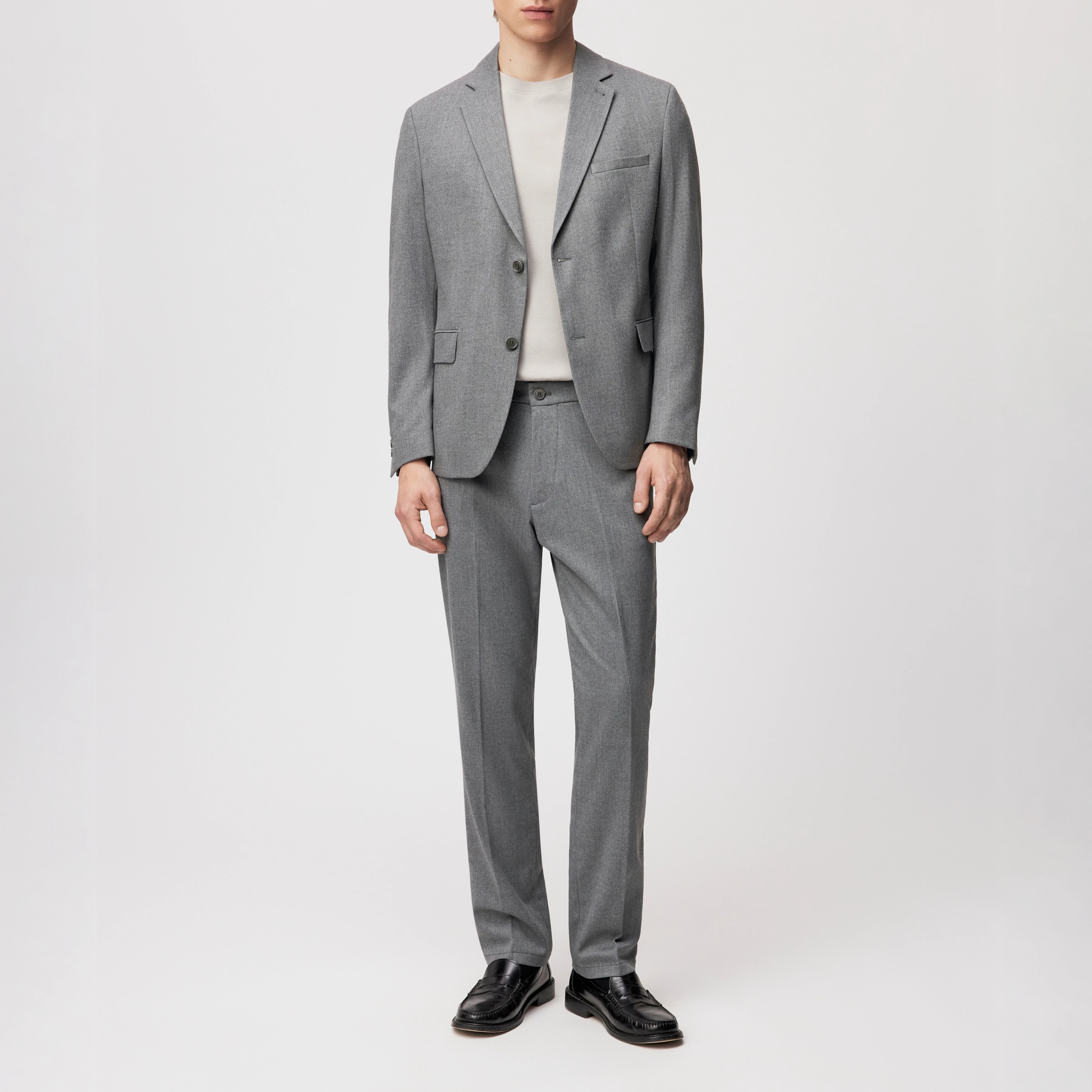 YAMES - Einreihiges Sakko in softem Flanell - Herren - grau - Ganzkörper-Frontansicht