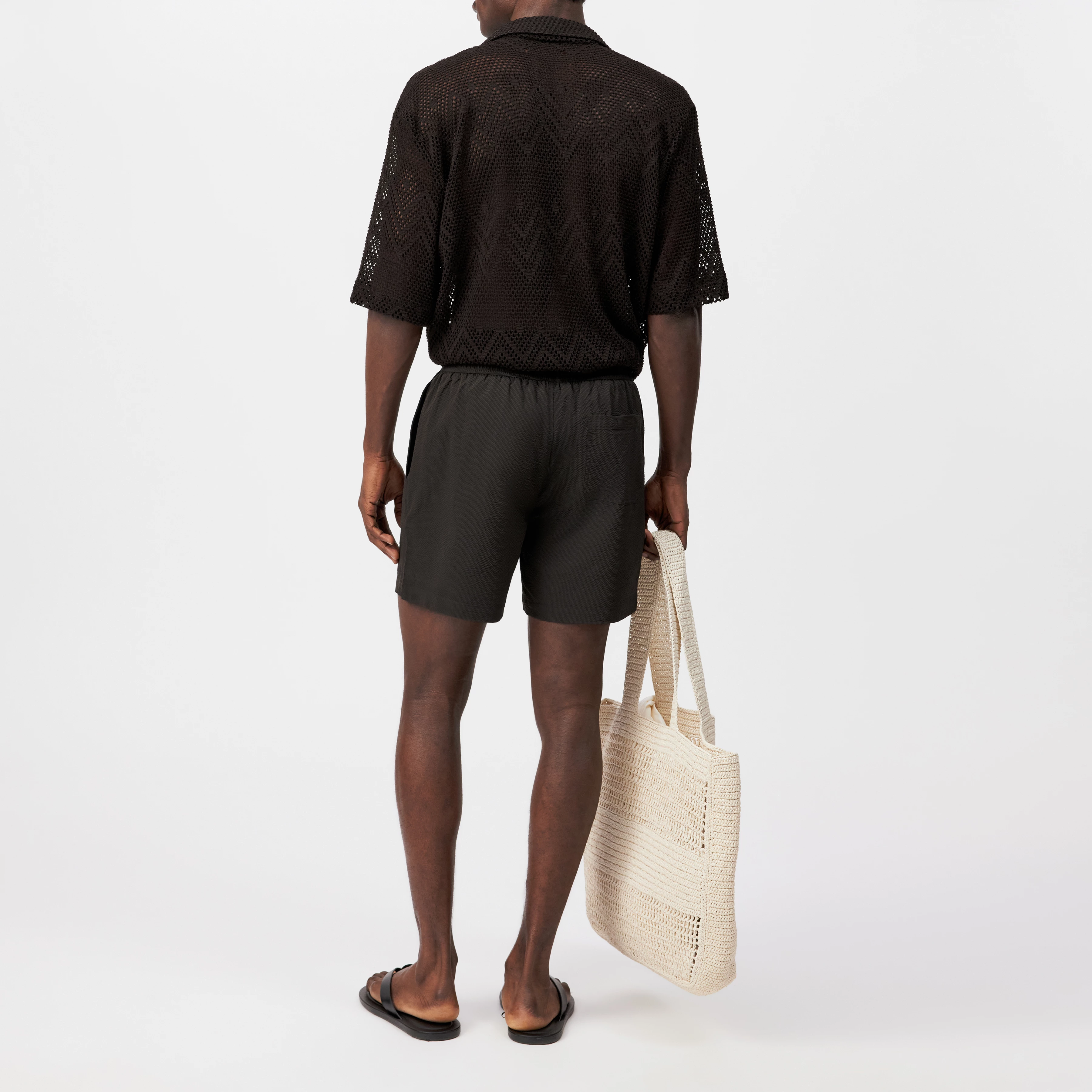 JARON - Short swim trunks with crinkle effect - unisex - brown - Rückansicht