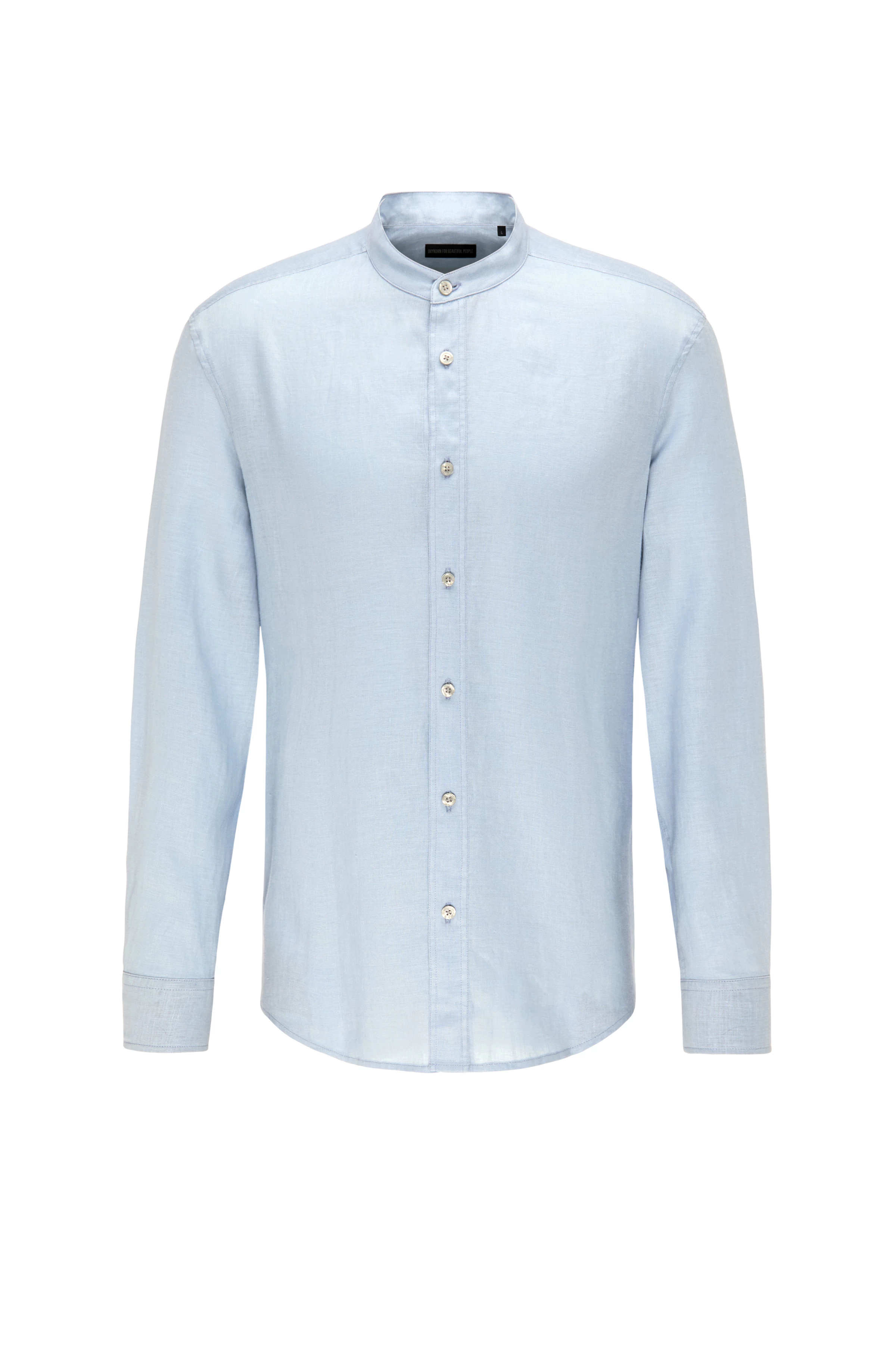 TAROK - overhemd met opstaande kraag van zuiver linnen - heren - blauw - Freisteller Frontansicht