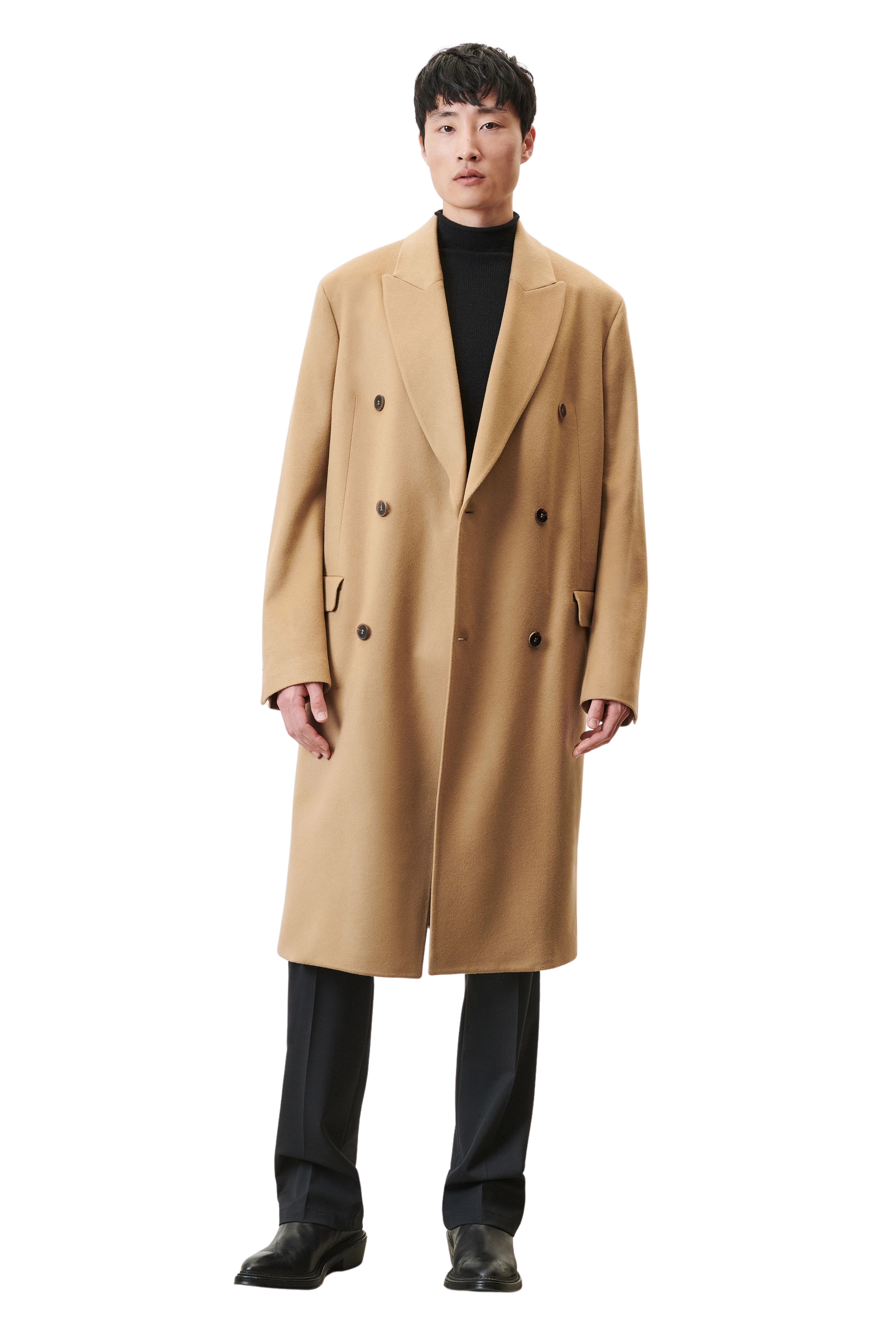 SKYE - Double-breasted lapel coat in cashmere mix - men - brown - Ganzkörper-Frontansicht