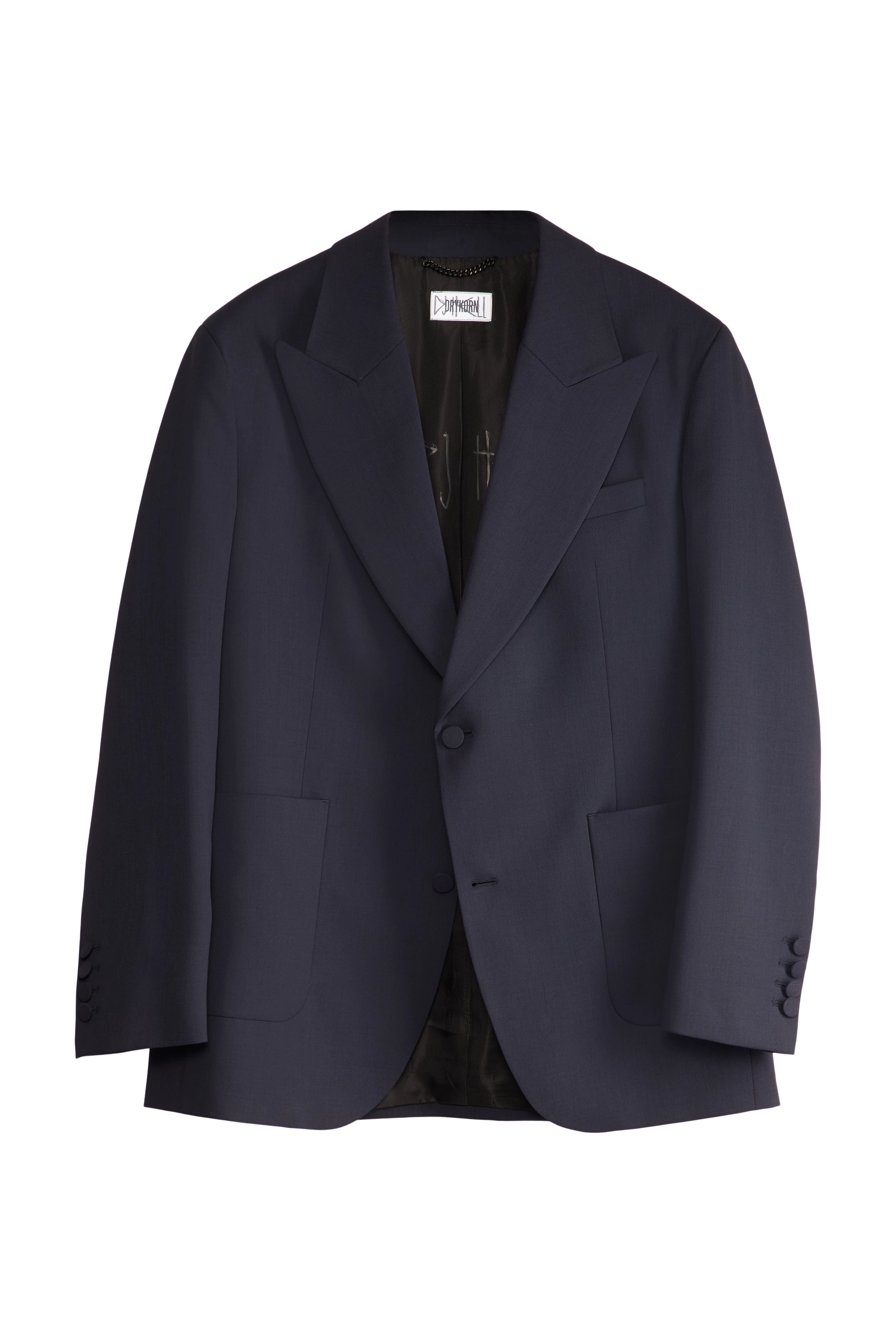 LW_HELL_MUT - Avantgardistischer Anzug in Wollserge - Herren - blau - Freisteller Rückansicht